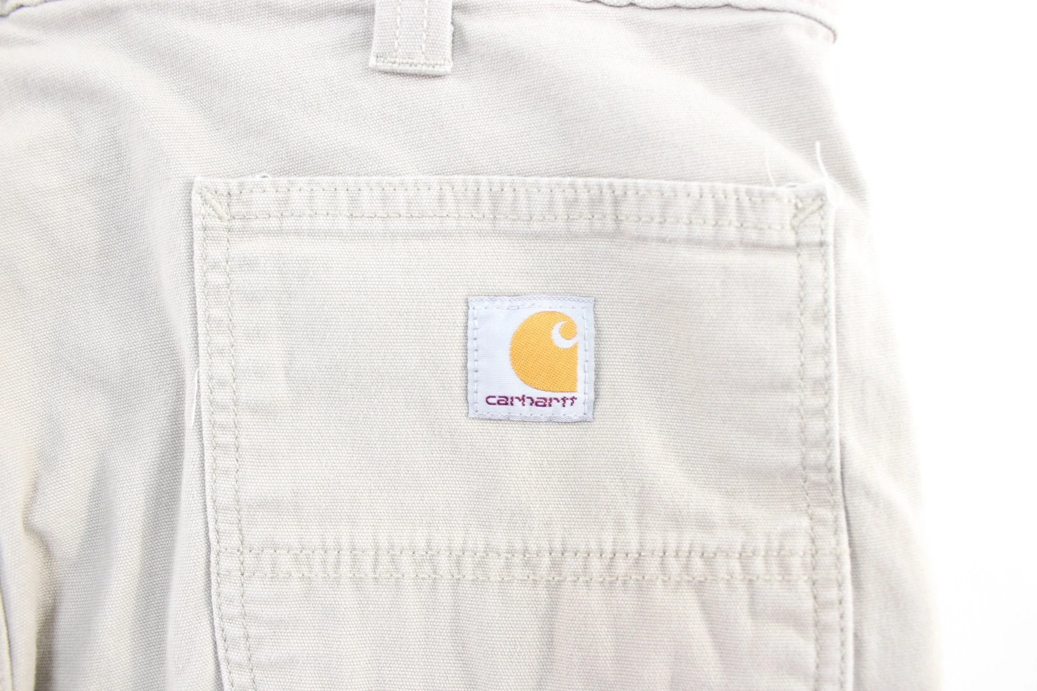 Carhartt Logo Patch Light Beige Carpenter Shorts - Image 4