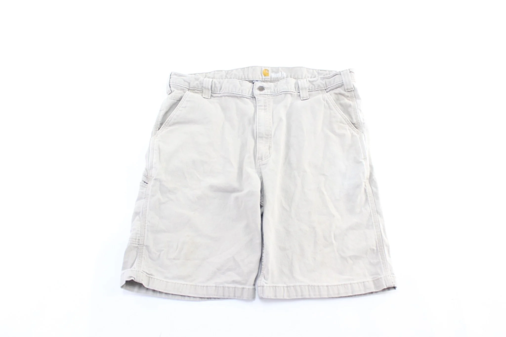 Carhartt Logo Patch Light Beige Carpenter Shorts