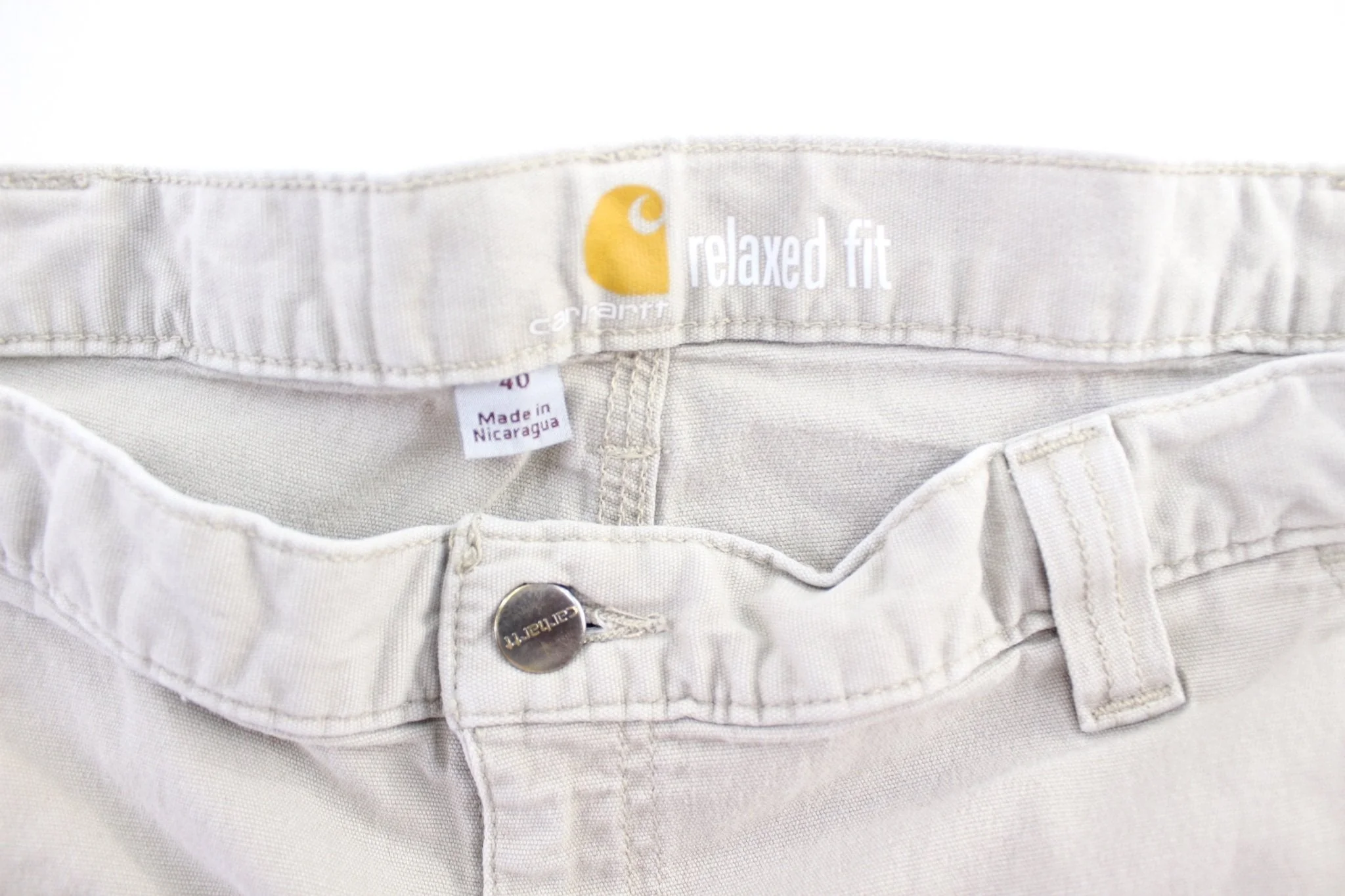 Carhartt Logo Patch Light Beige Carpenter Shorts - Image 3