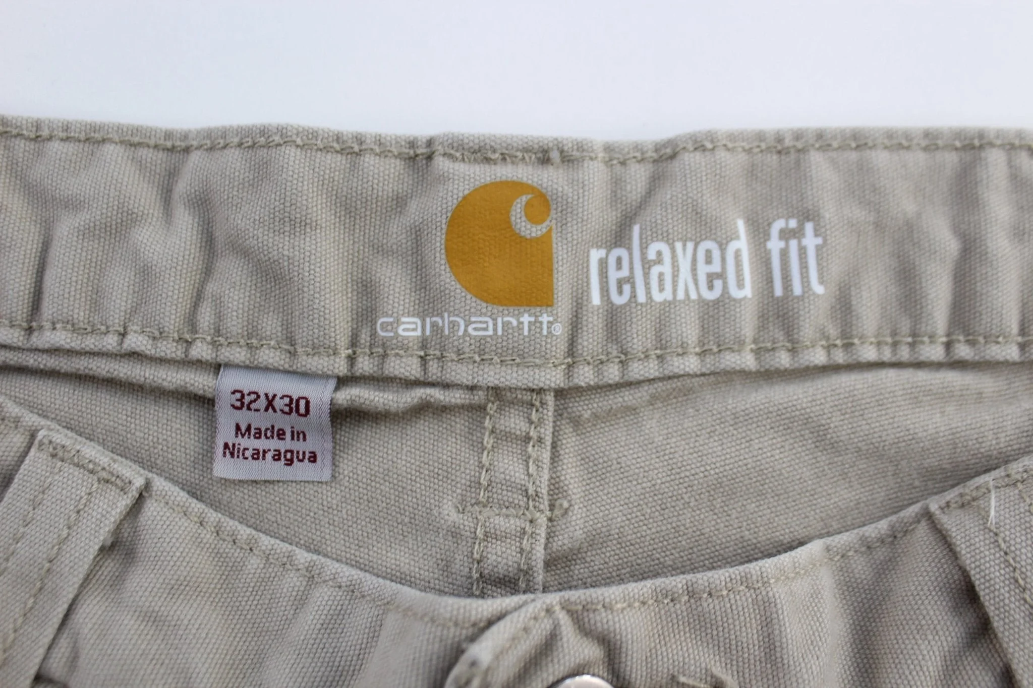 Carhartt Logo Patch Light Beige Relaxed Fit Pants - Image 3