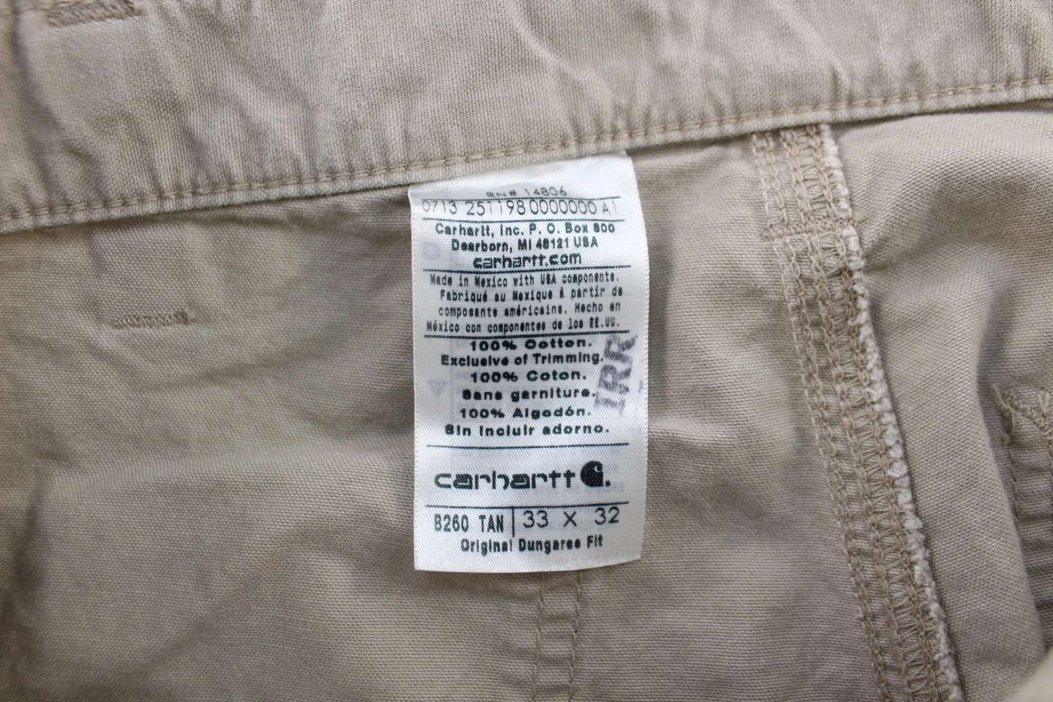Carhartt Logo Patch Light Khaki Carpenter Pants - Image 3