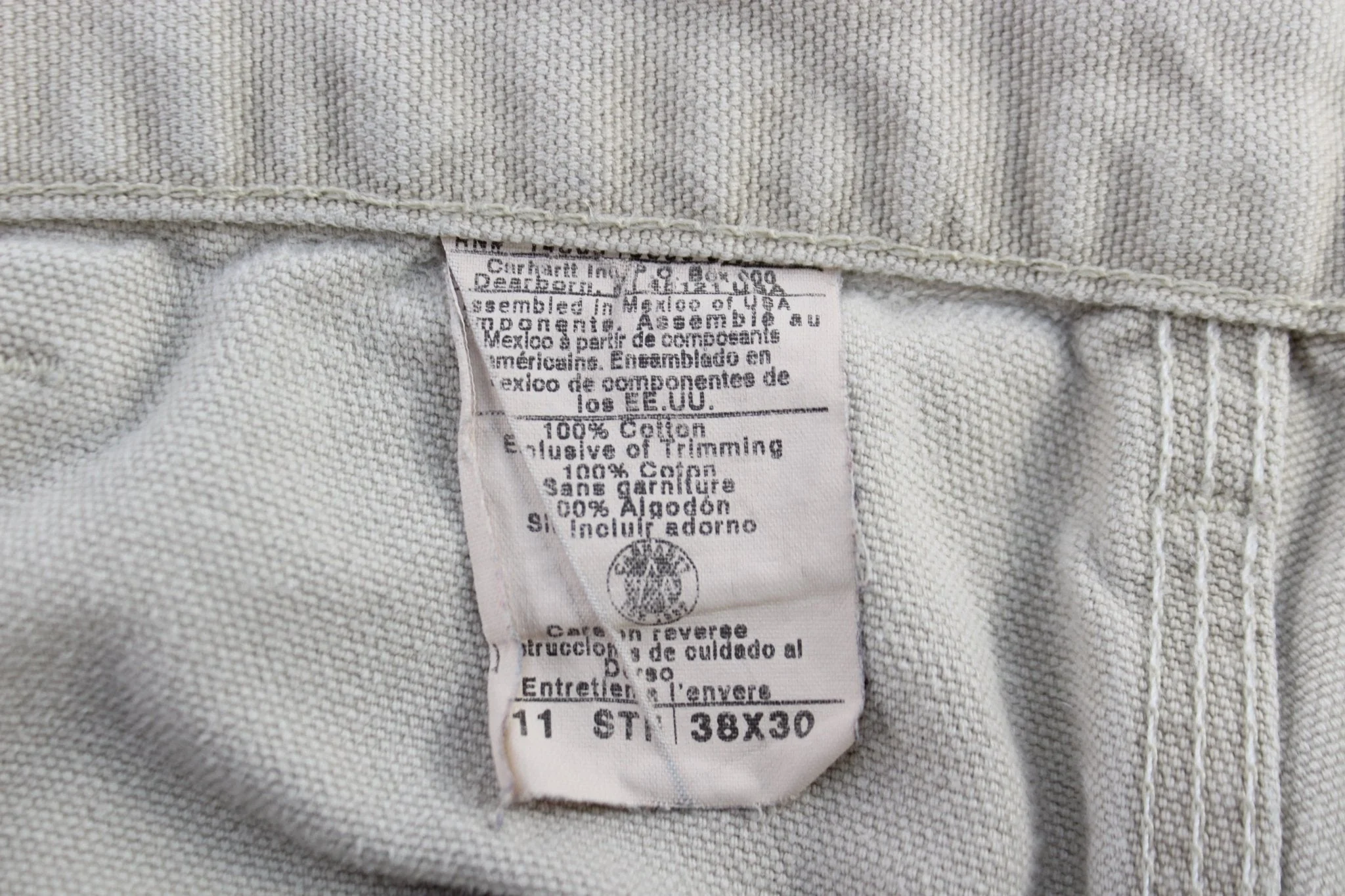 Carhartt Logo Patch Light Khaki Carpenter Pants - Image 3
