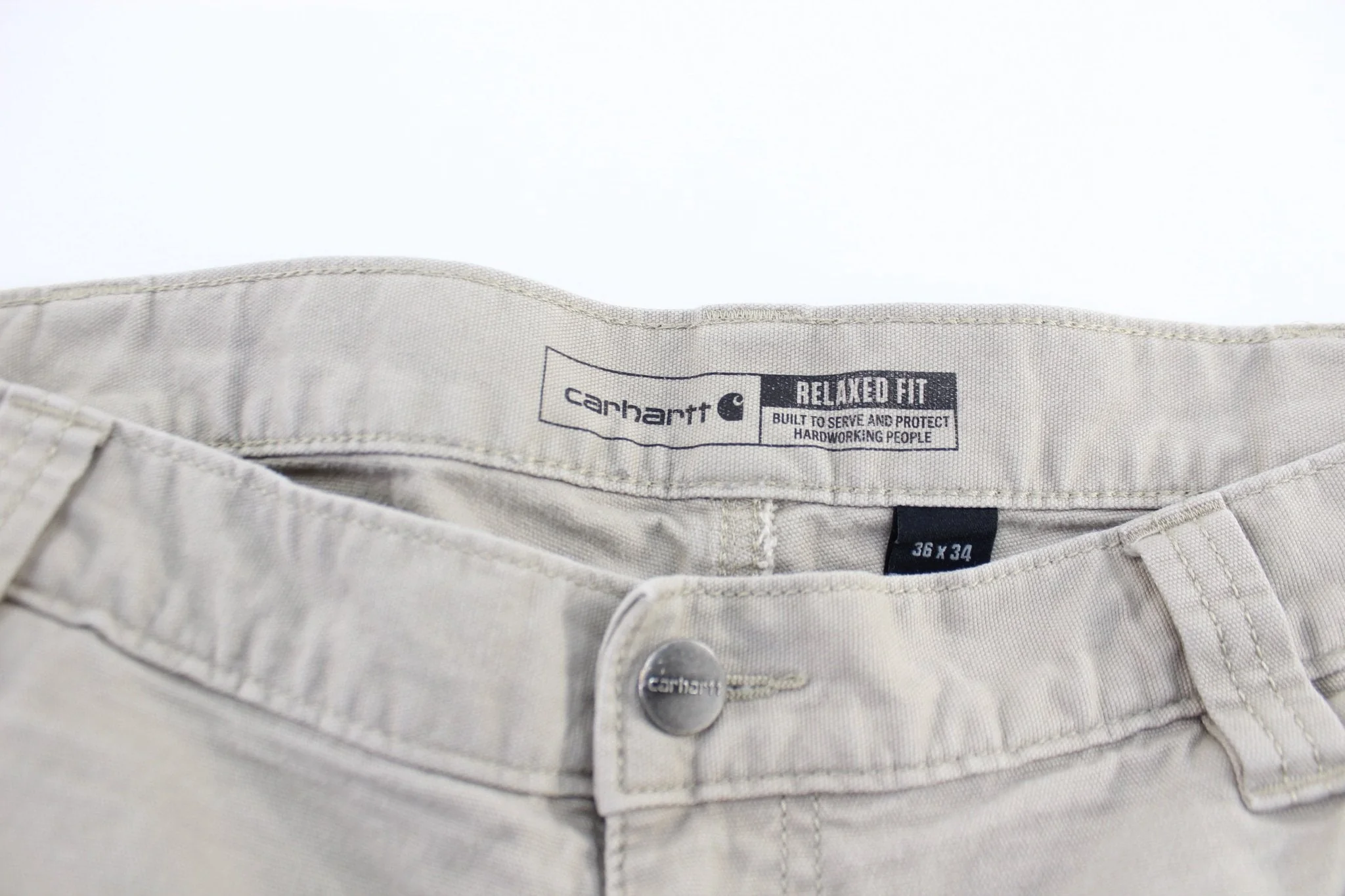 Carhartt Logo Patch Light Khaki Pants - Image 3