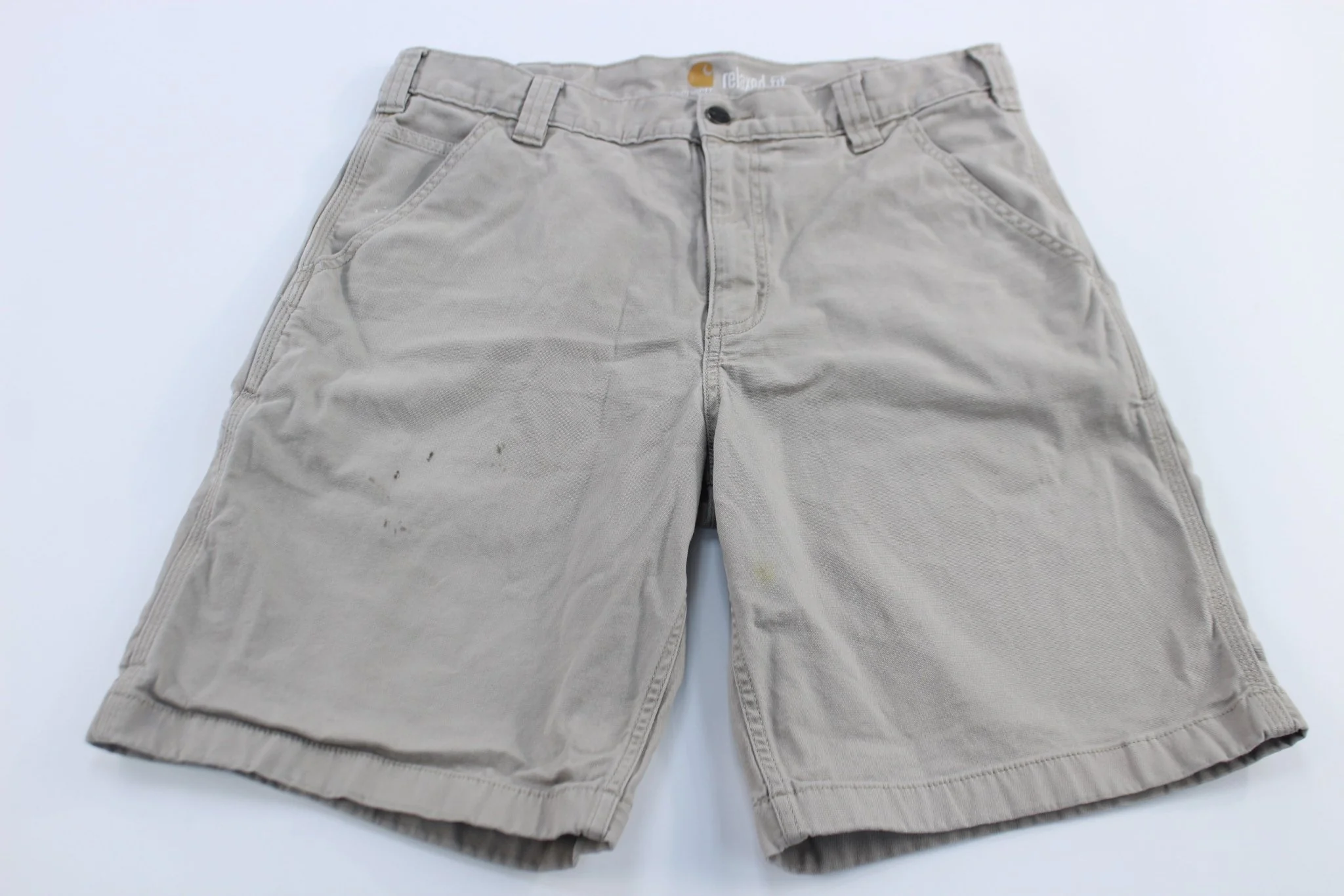 Carhartt Logo Patch Light Khaki Relaxed Fit Shorts