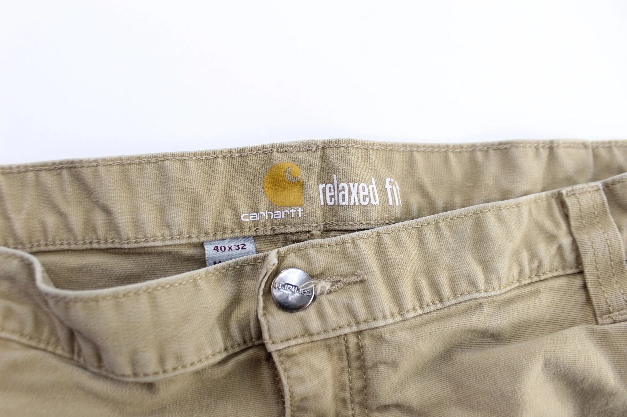 Carhartt Logo Patch Light Tan Carpenter Pants - Image 3