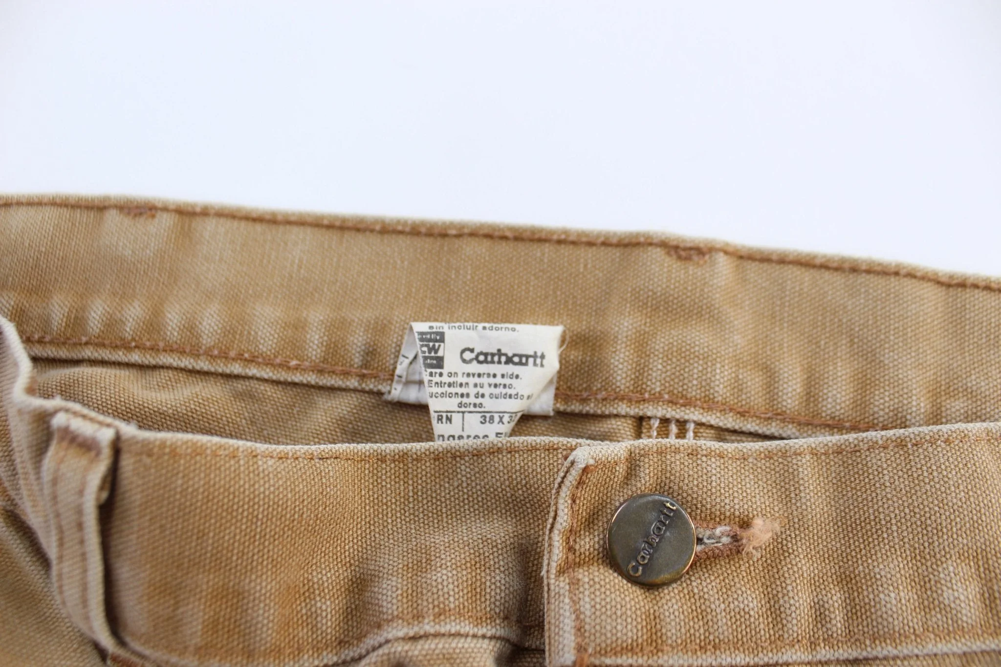 Carhartt Logo Patch Light Tan Carpenter Pants - Image 3