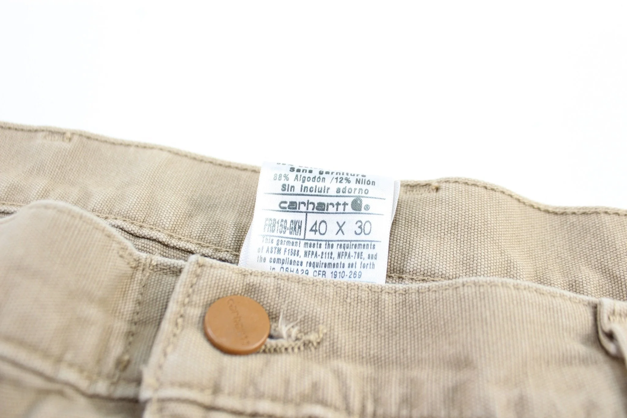 Carhartt Logo Patch Light Tan Flame Resistant Pants - Image 3