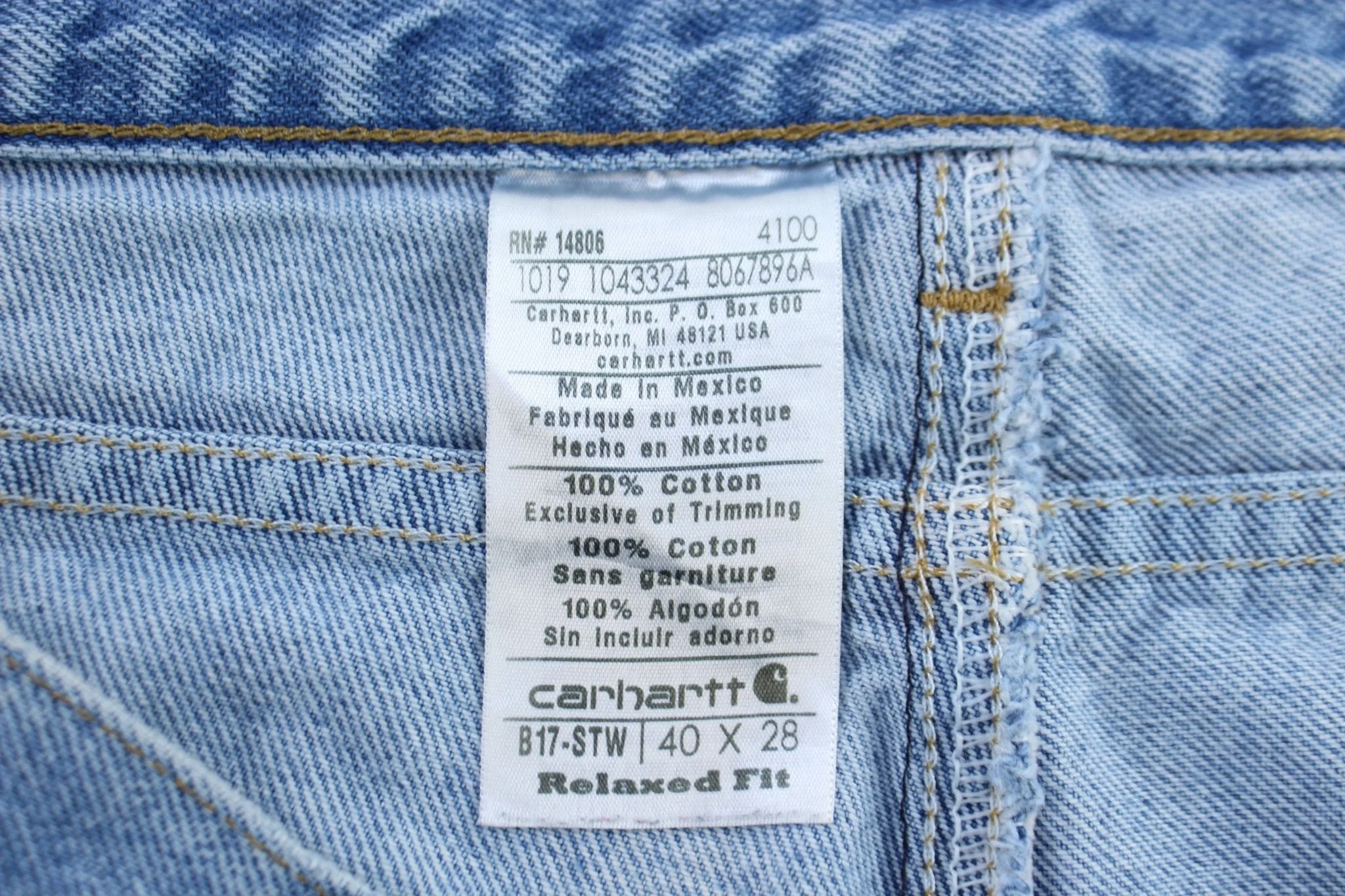 Carhartt Logo Patch Light Wash Denim Jeans - Image 3
