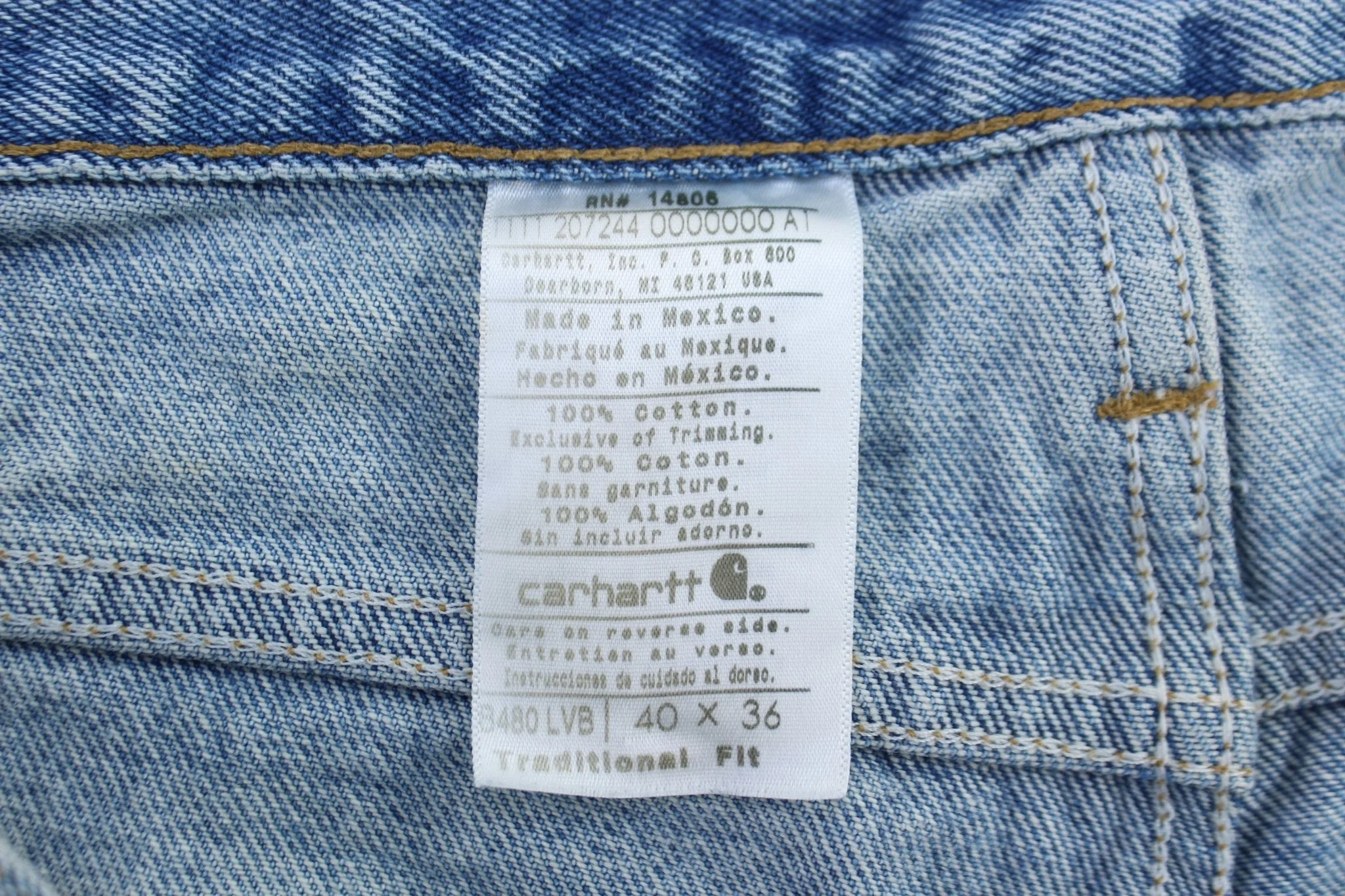 Carhartt Logo Patch Light Wash Denim Jeans - Image 4