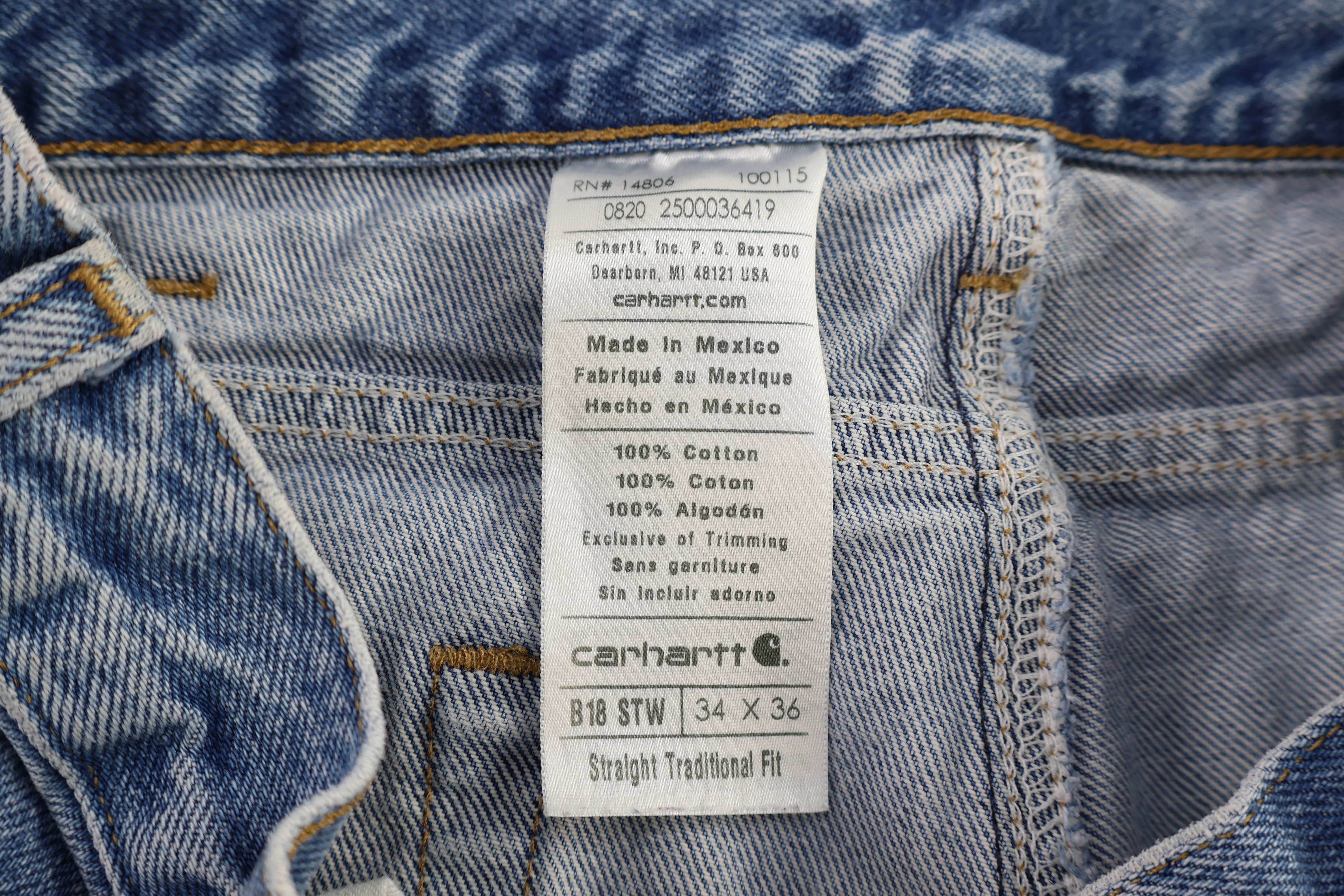 Carhartt Logo Patch Light Wash Denim Jeans - Image 3