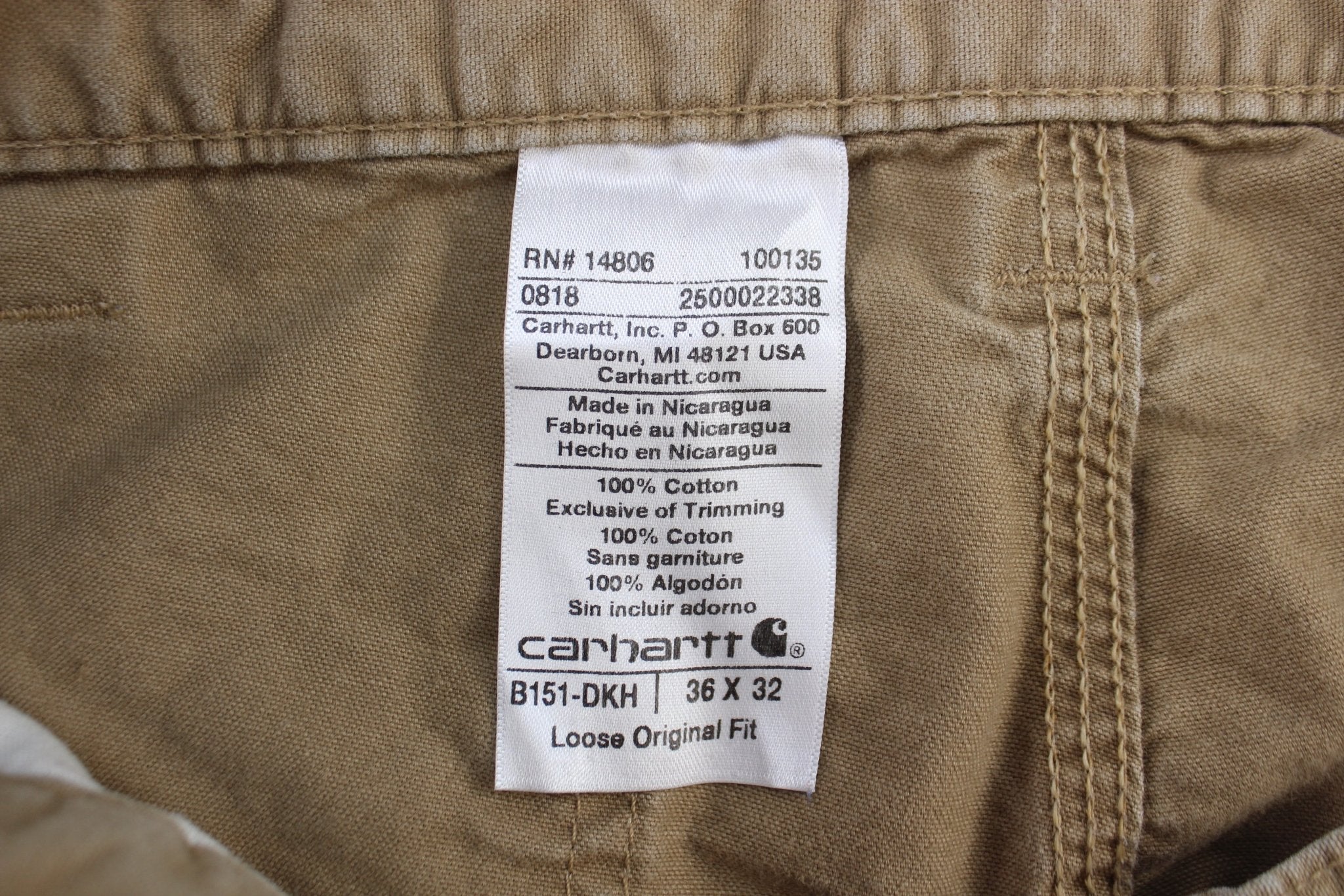 Carhartt Logo Patch Loose Original Fit Dark Khaki Pants - Image 3