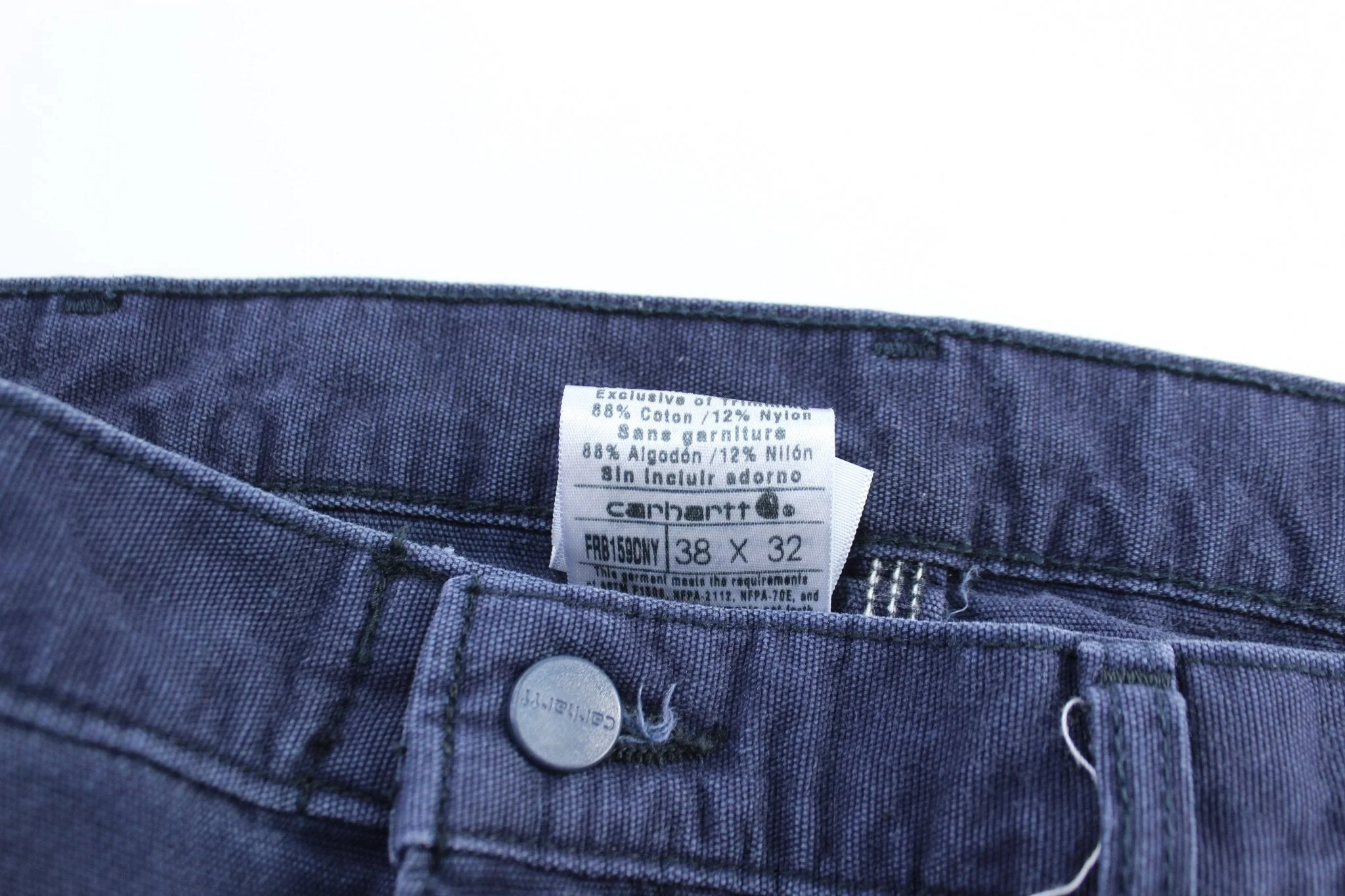Carhartt Logo Patch Navy Blue Flame Resistant Pants - Image 3