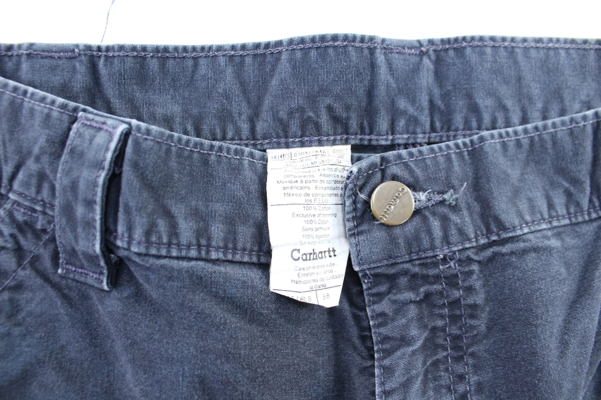 Carhartt Logo Patch Navy Blue Workwear Pants - Image 3