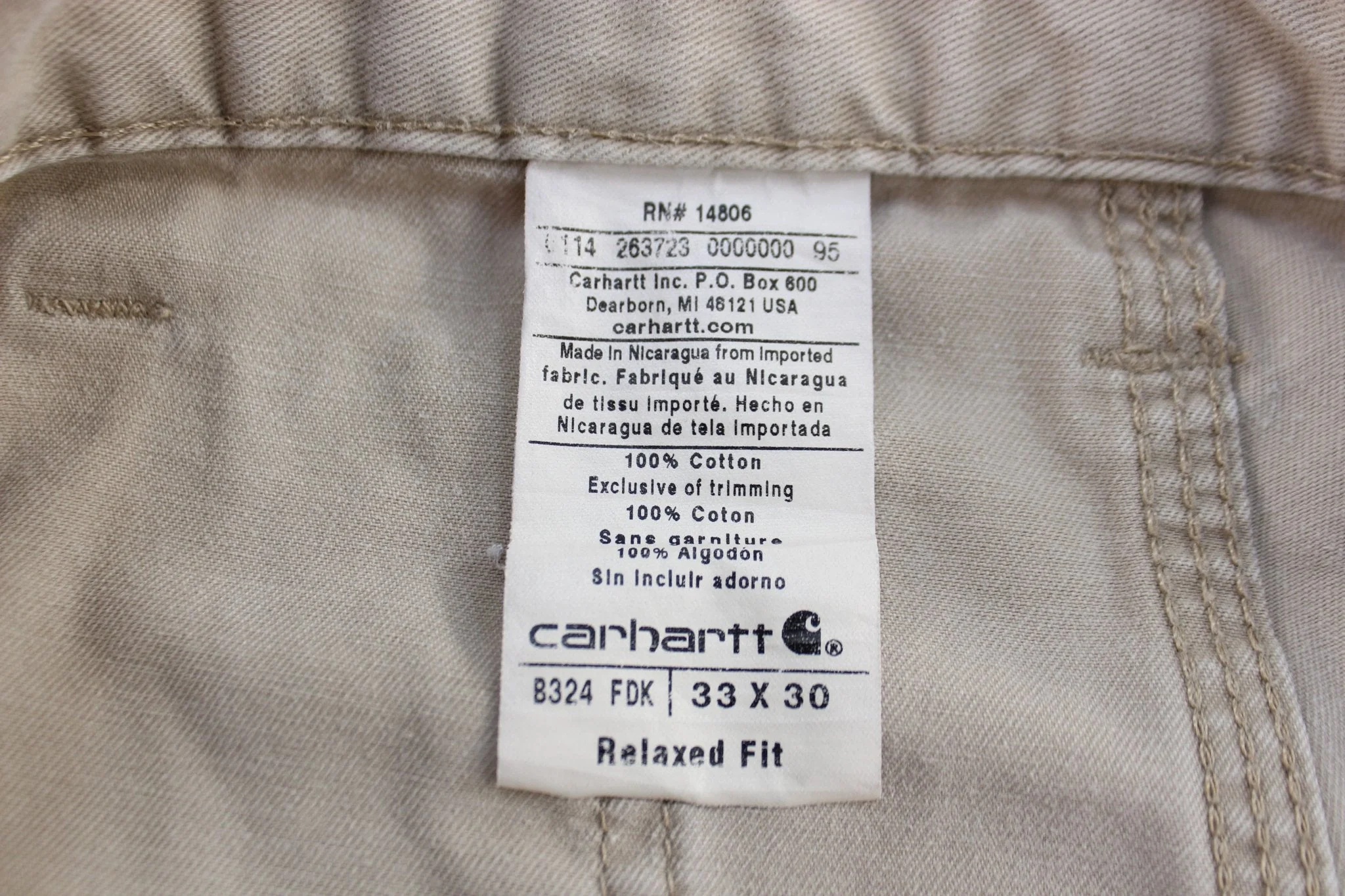 Carhartt Logo Patch Relaxed Fit Field Khaki Pants - Image 3