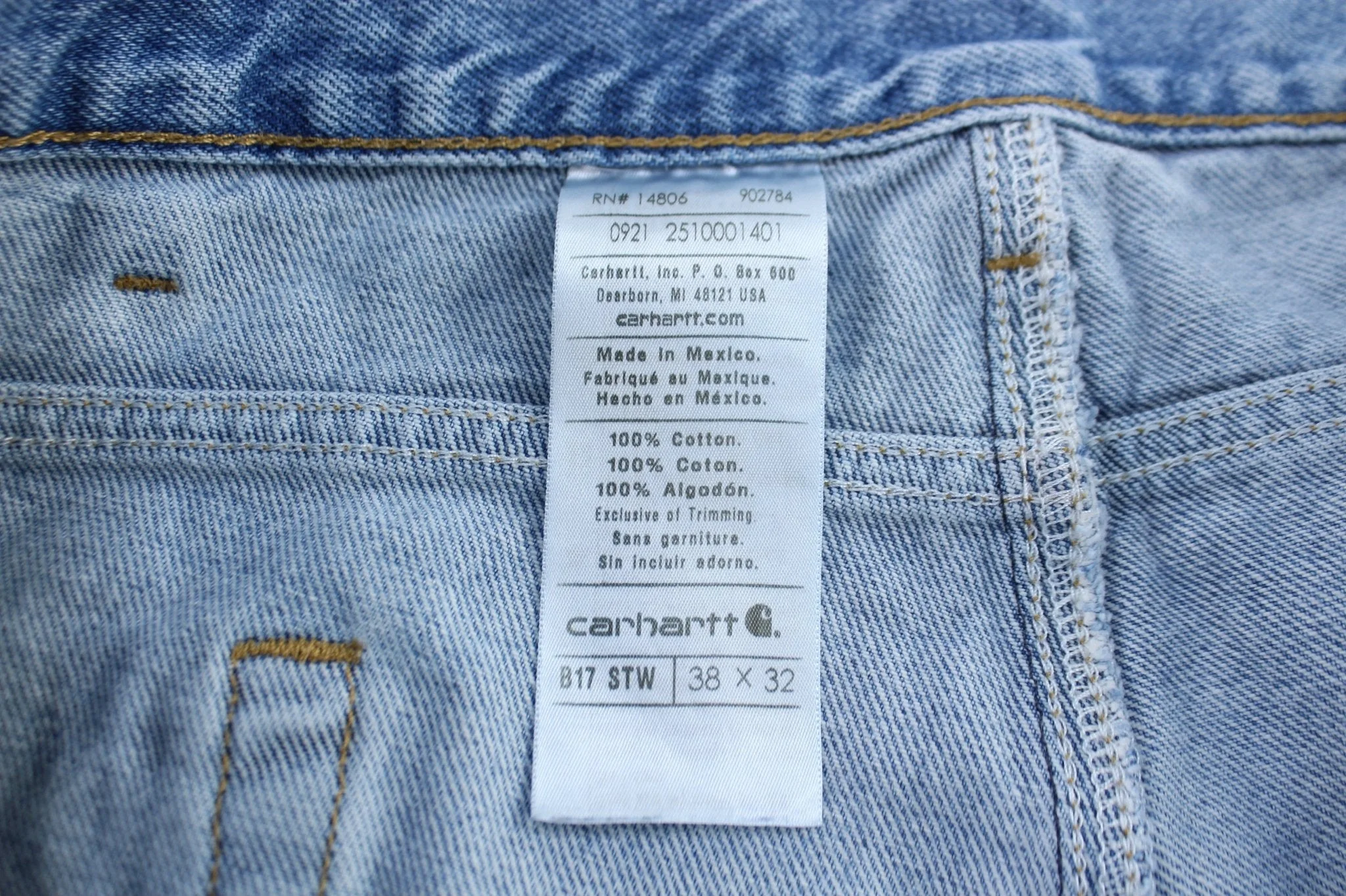 Carhartt Logo Patch Stone Wash Denim Relaxed Fit Jeans - Image 3