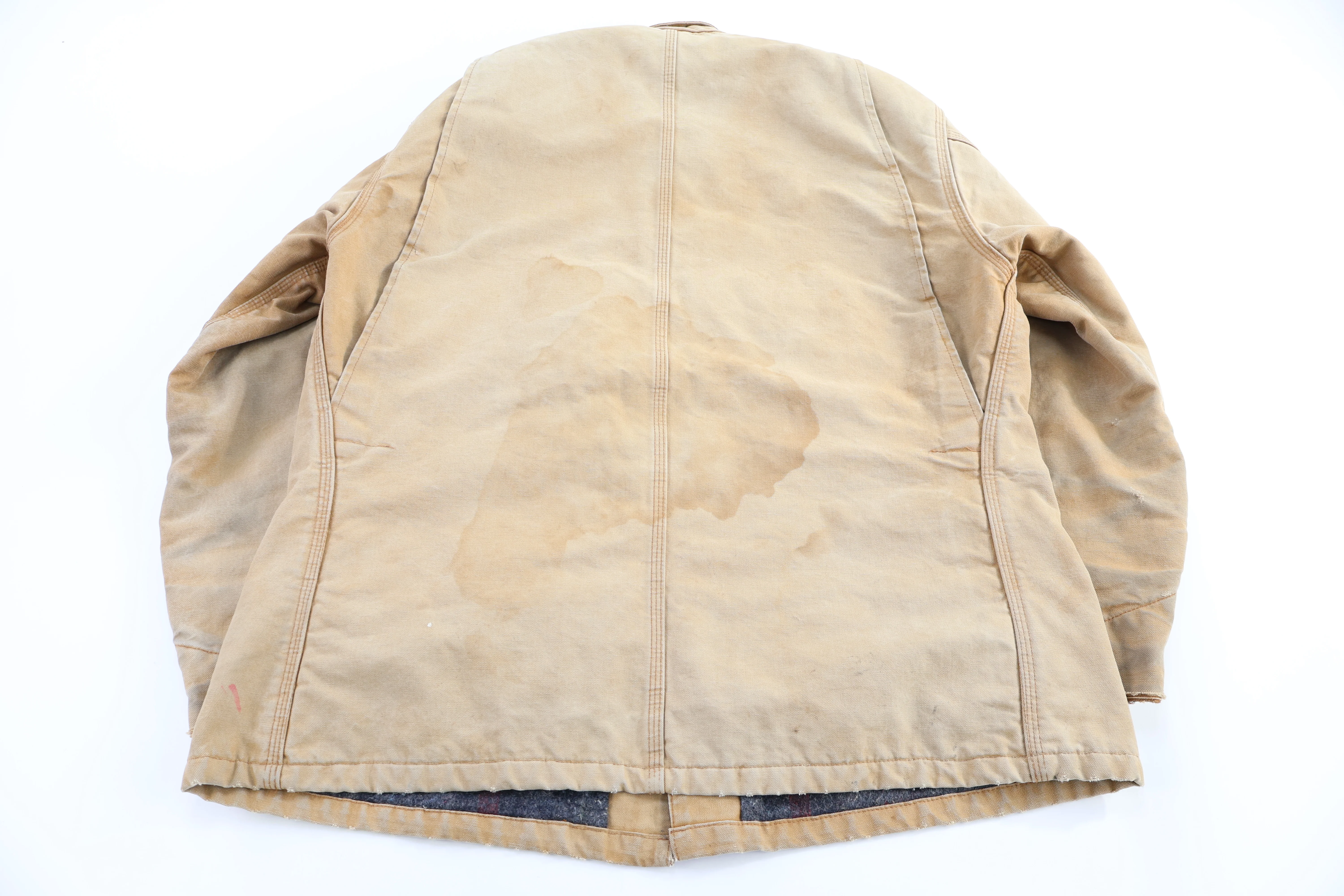 Carhartt Logo Patch Tan Blanket Lined Chore Jacket - Image 2