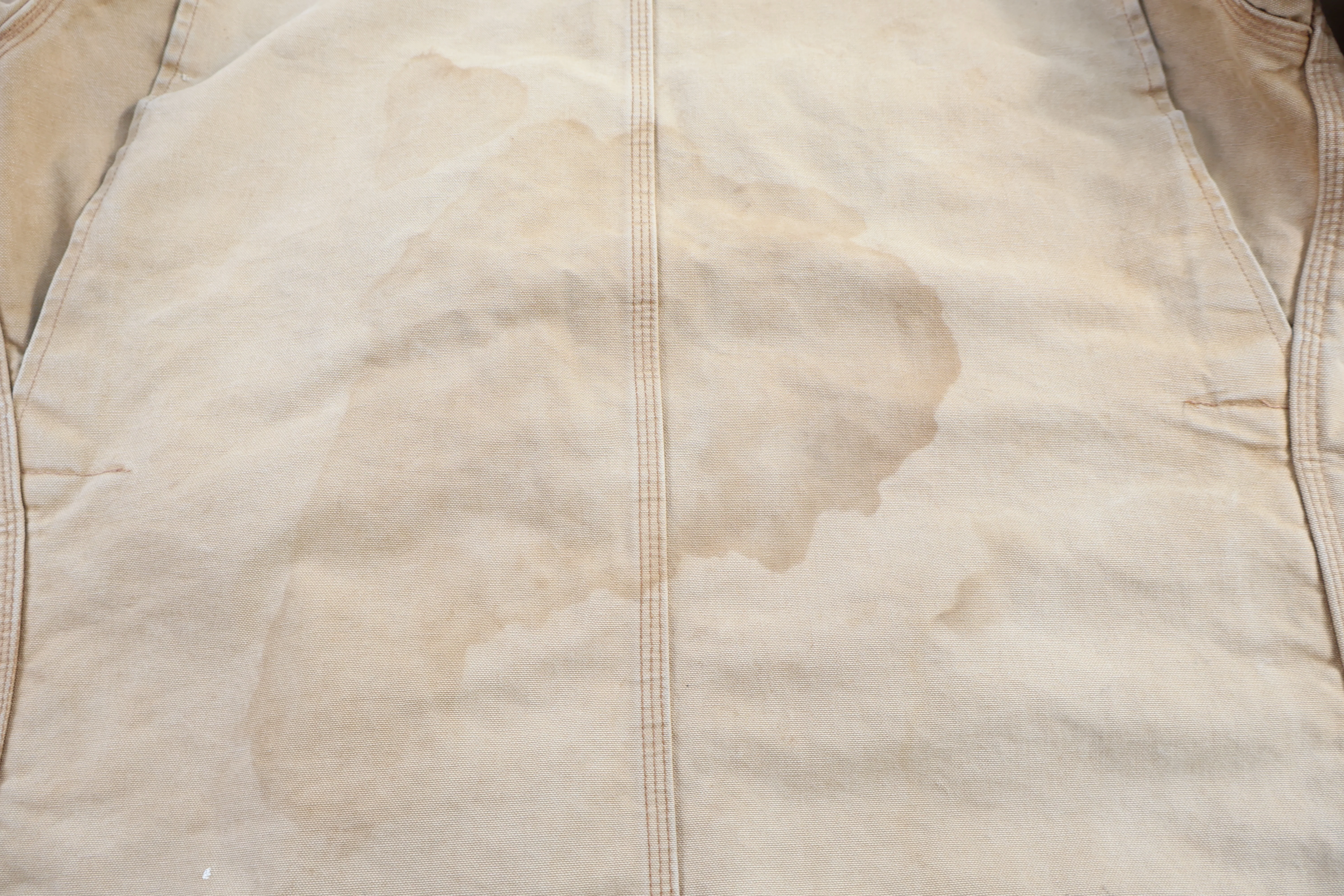 Carhartt Logo Patch Tan Blanket Lined Chore Jacket - Image 4