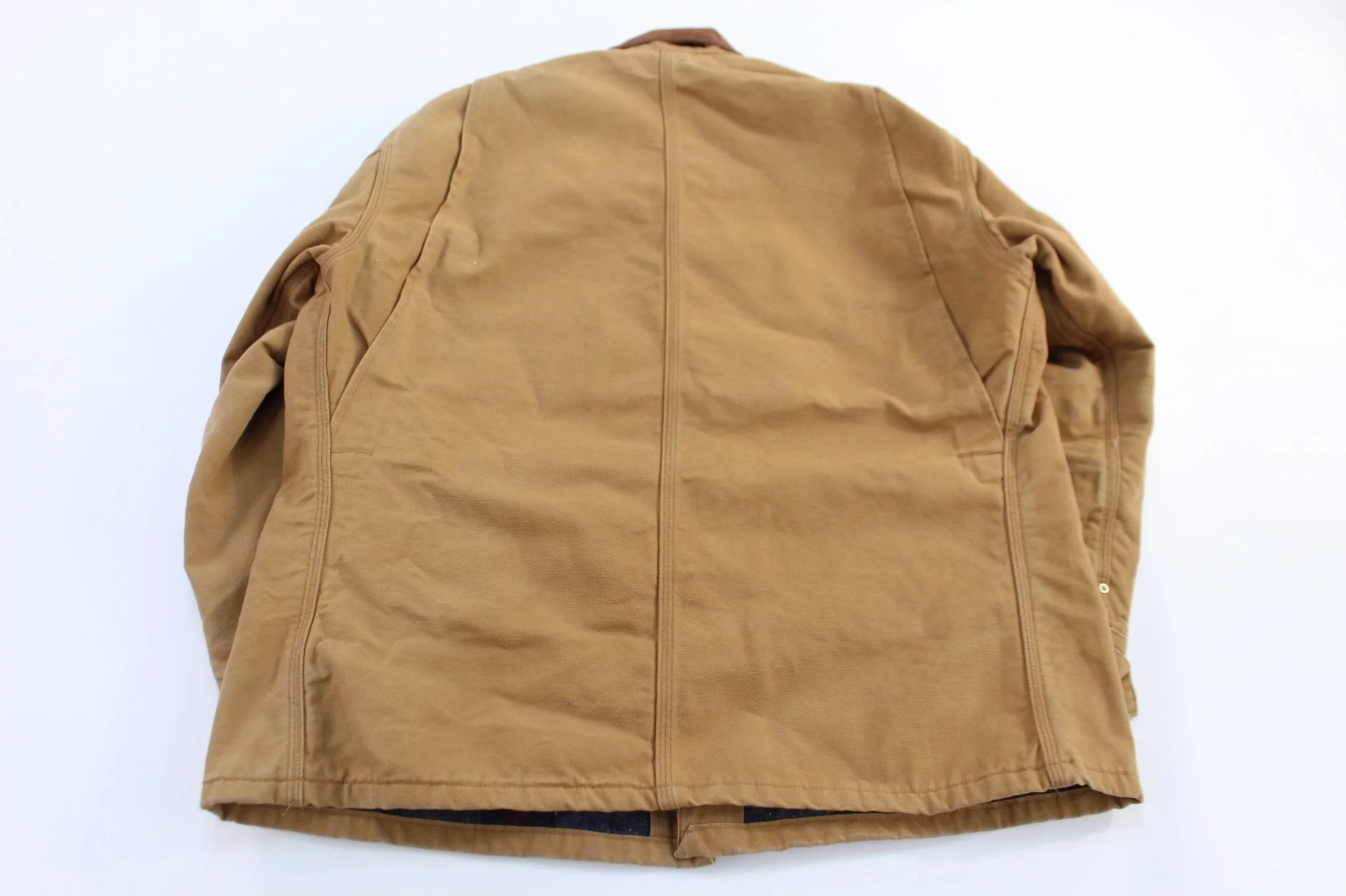 Carhartt Logo Patch Tan Blanket Lined Chore Jacket - Image 2