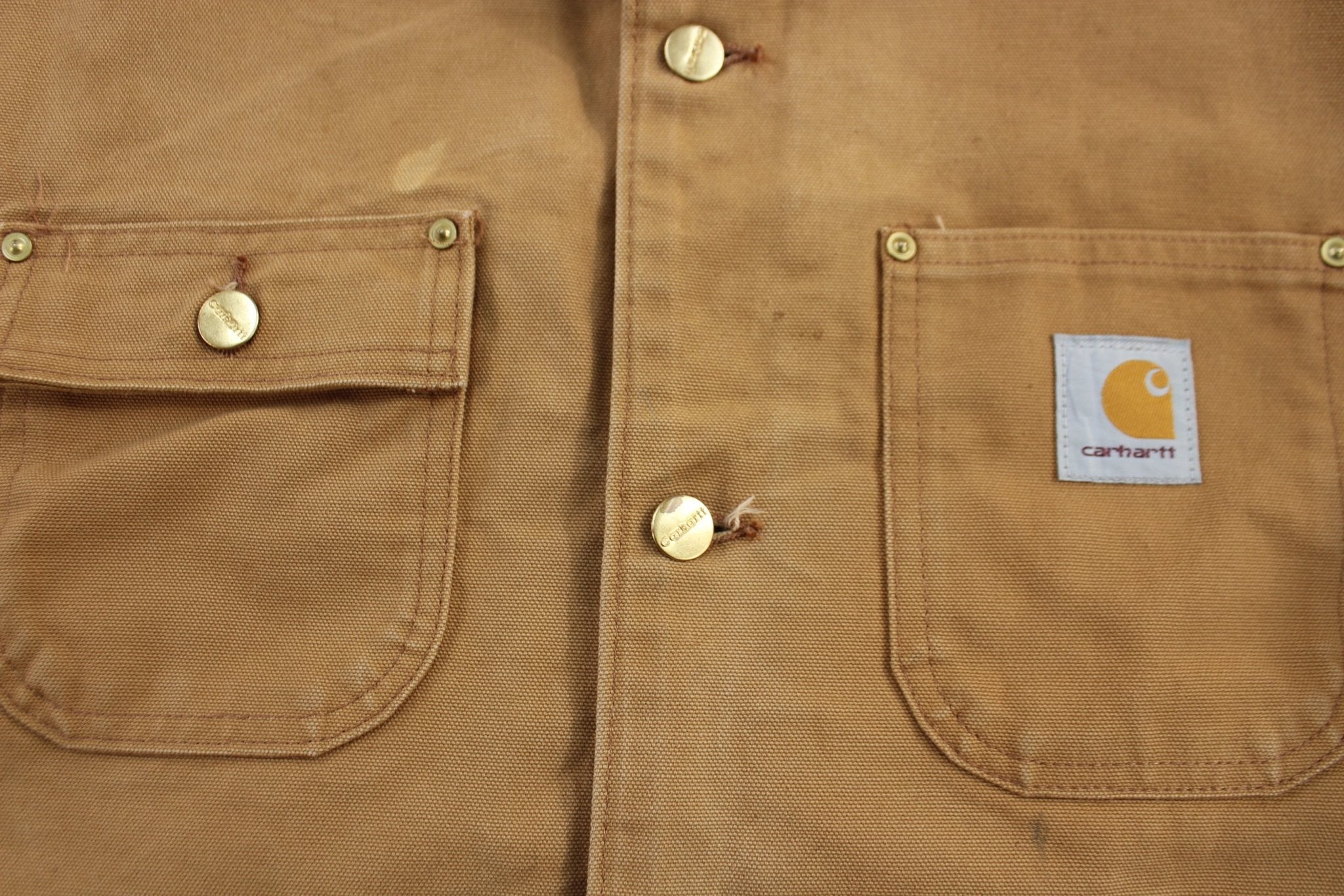 Carhartt Logo Patch Tan Blanket Lined Chore Jacket - Image 3