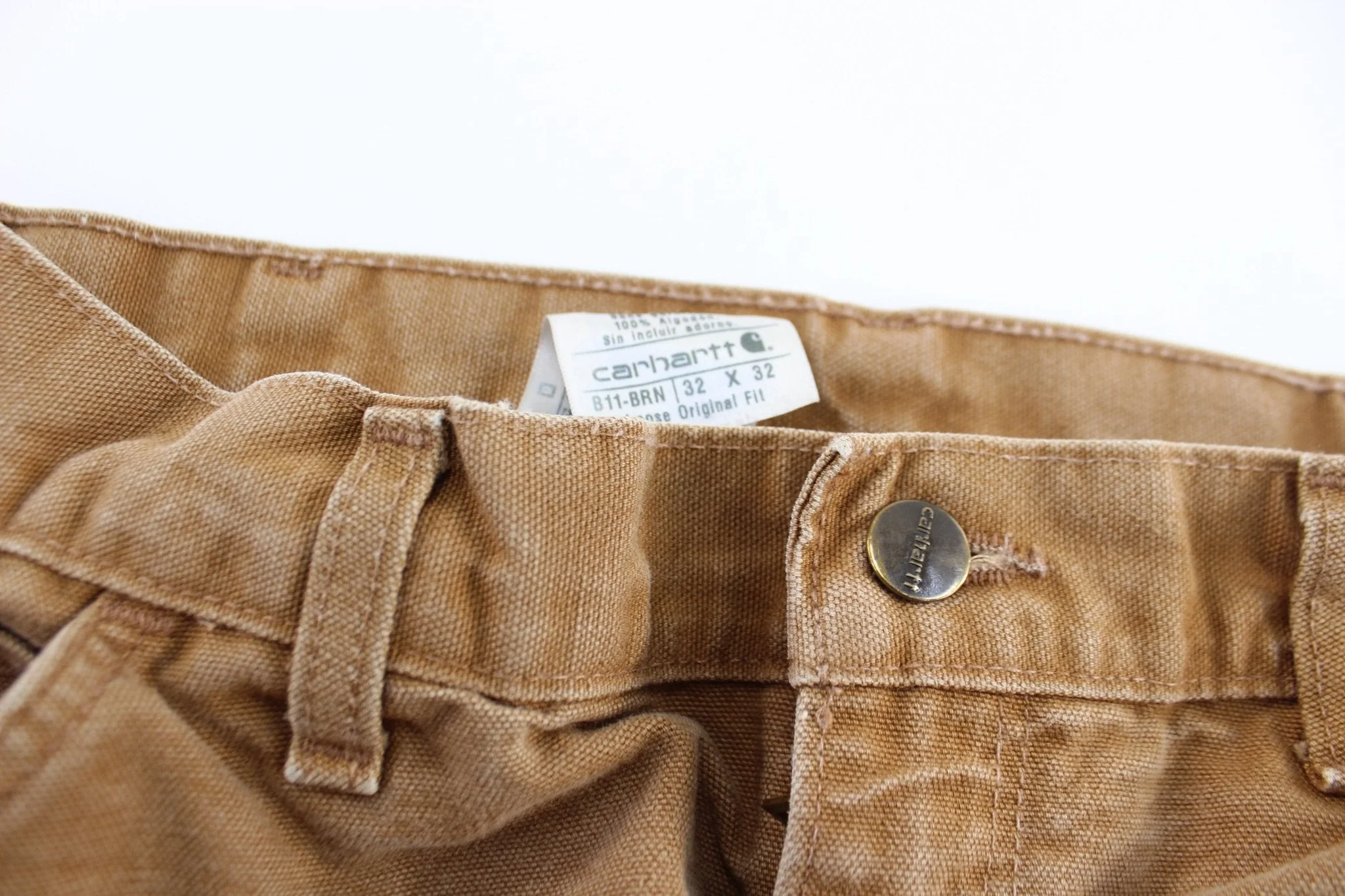 Carhartt Logo Patch Tan Canvas Carpenter Pants - Image 3