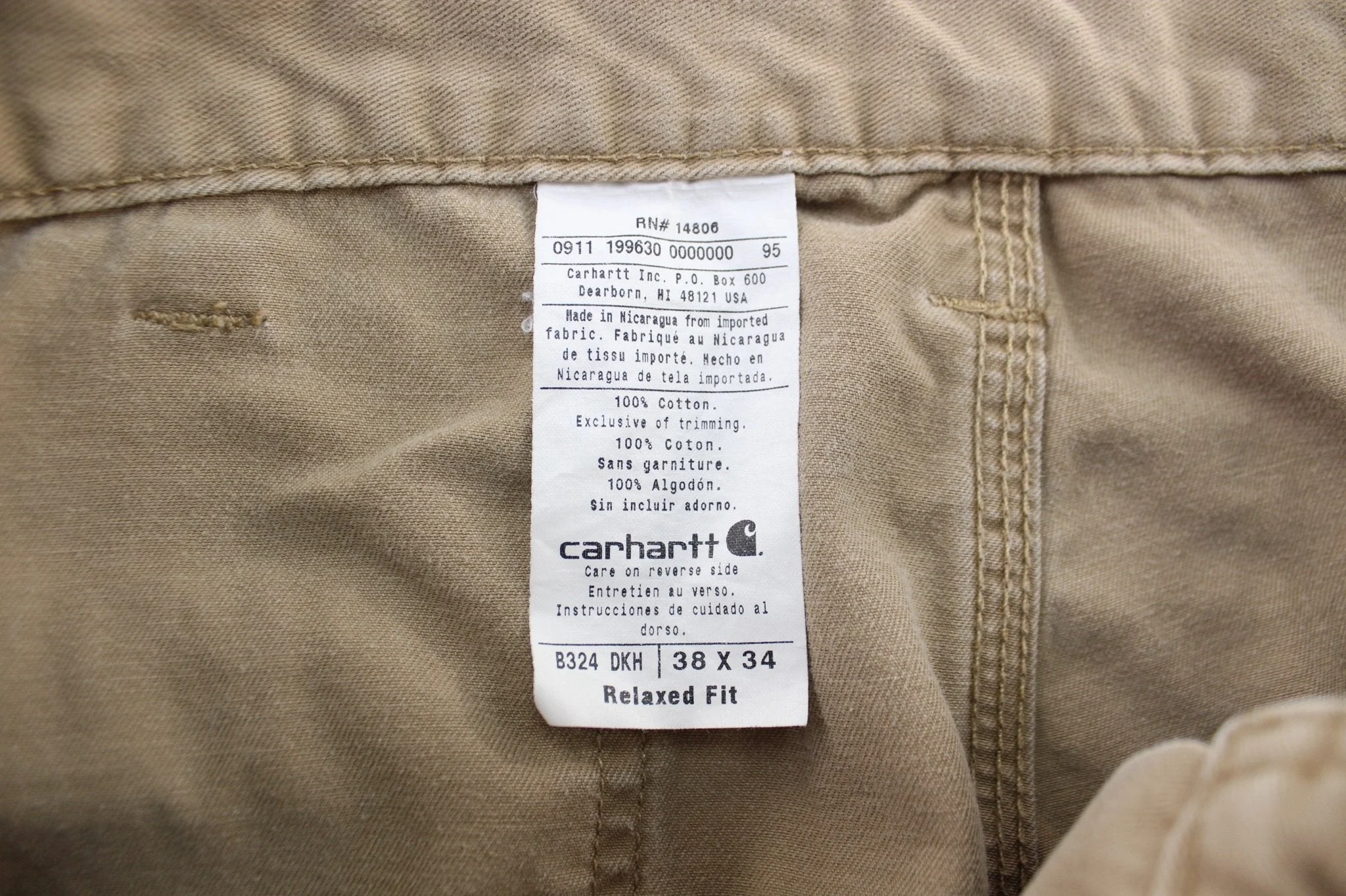 Carhartt Logo Patch Tan Carpenter Pants - Image 4
