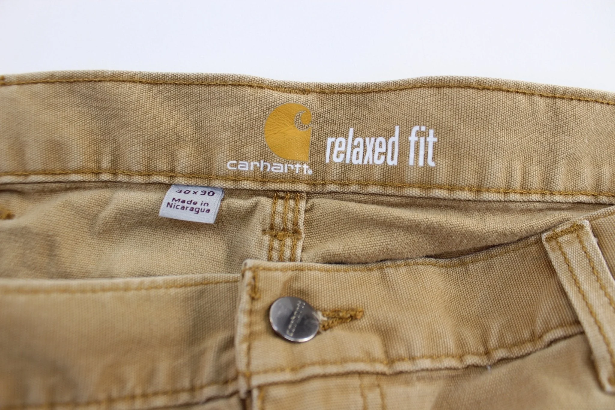 Carhartt Logo Patch Tan Carpenter Pants - Image 4
