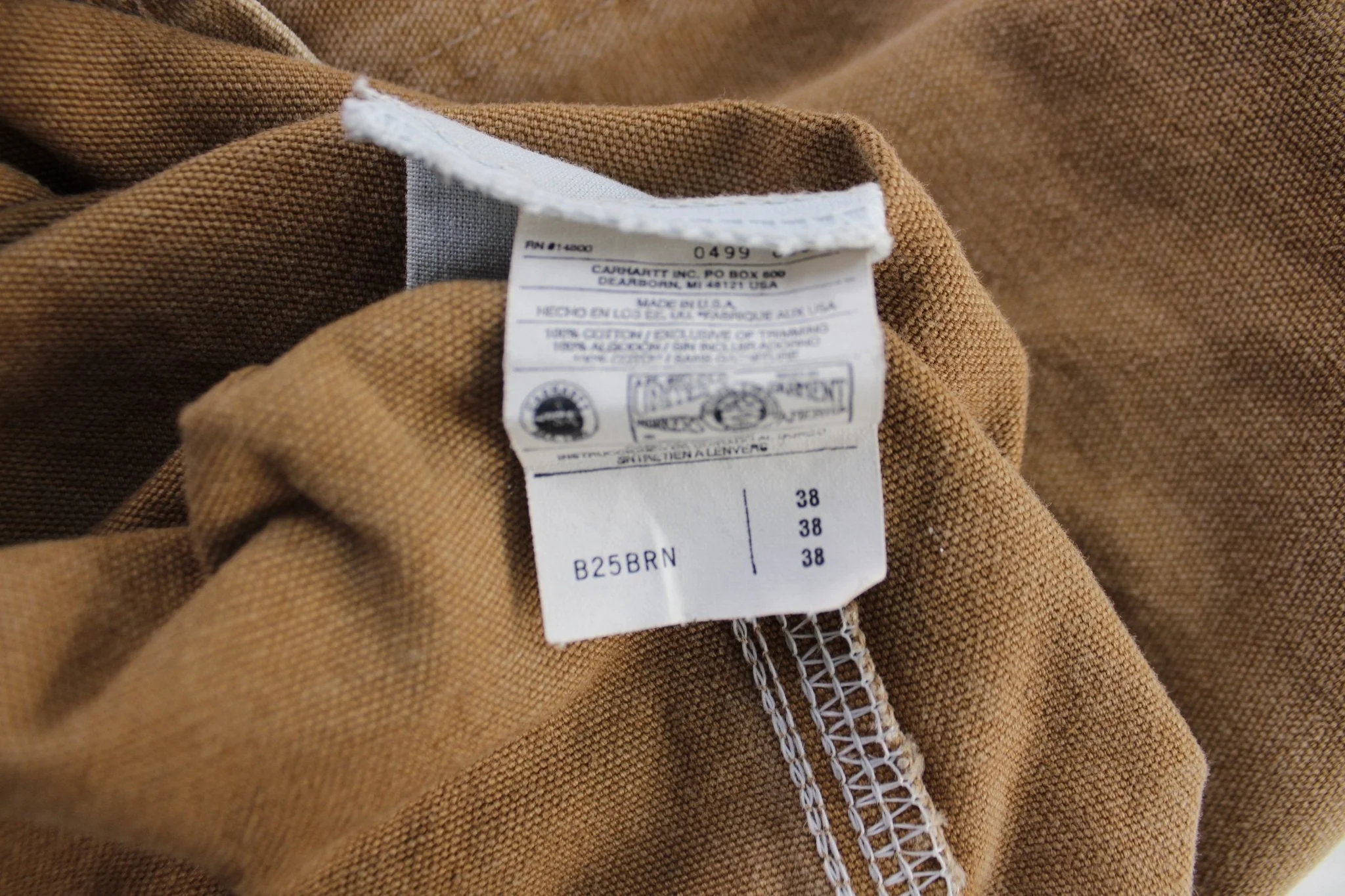 Carhartt Logo Patch Tan Carpenter Shorts - Image 3