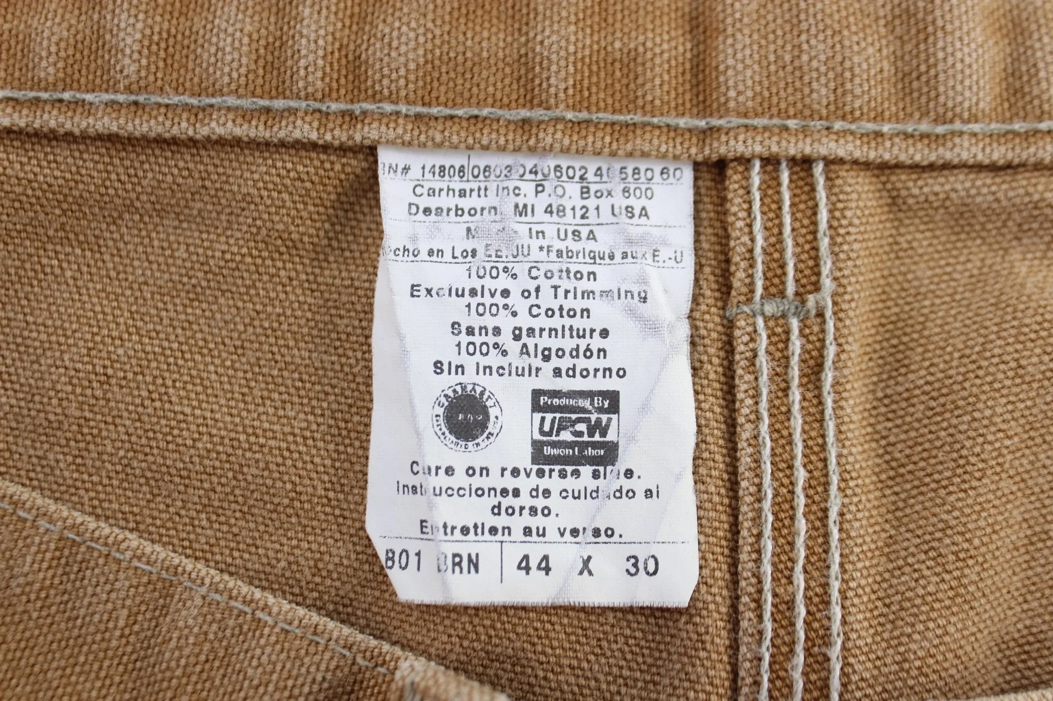 Carhartt Logo Patch Tan Double Knee Pants - Image 4