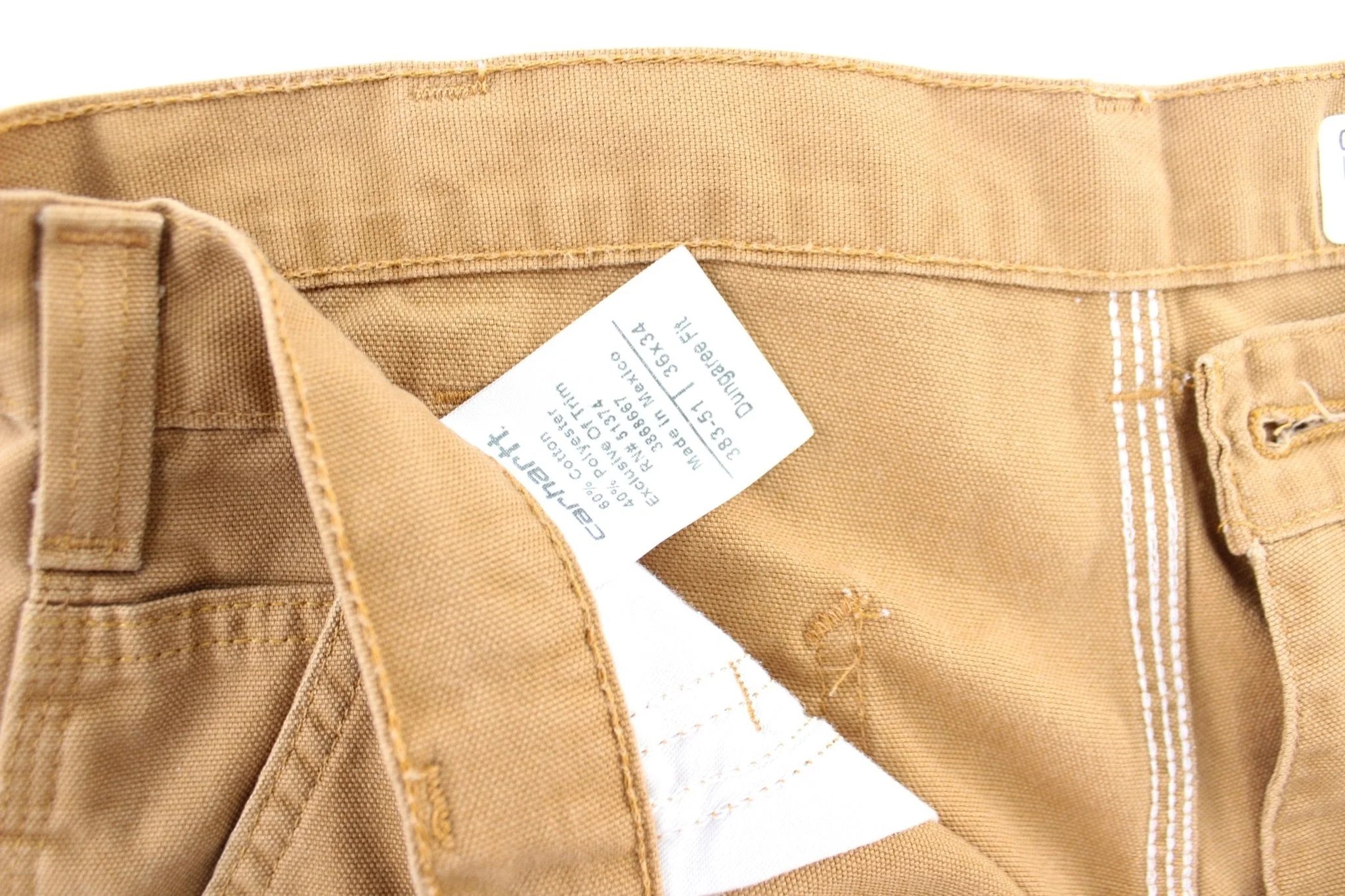 Carhartt Logo Patch Tan Dungaree Fit Pants - Image 4