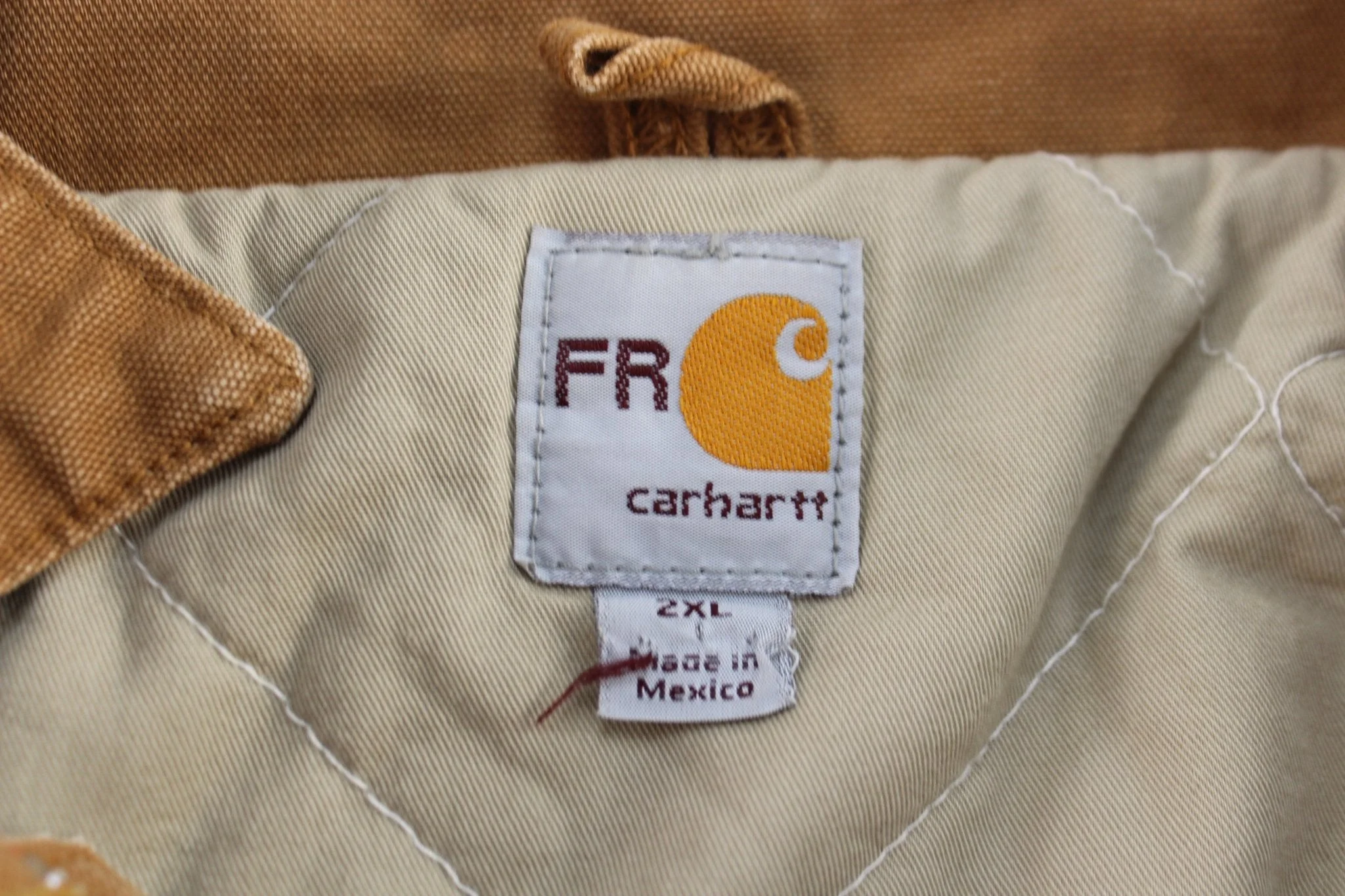 Carhartt Logo Patch Tan Flame Resistant Traditional Zip Up Jacket - Image 3
