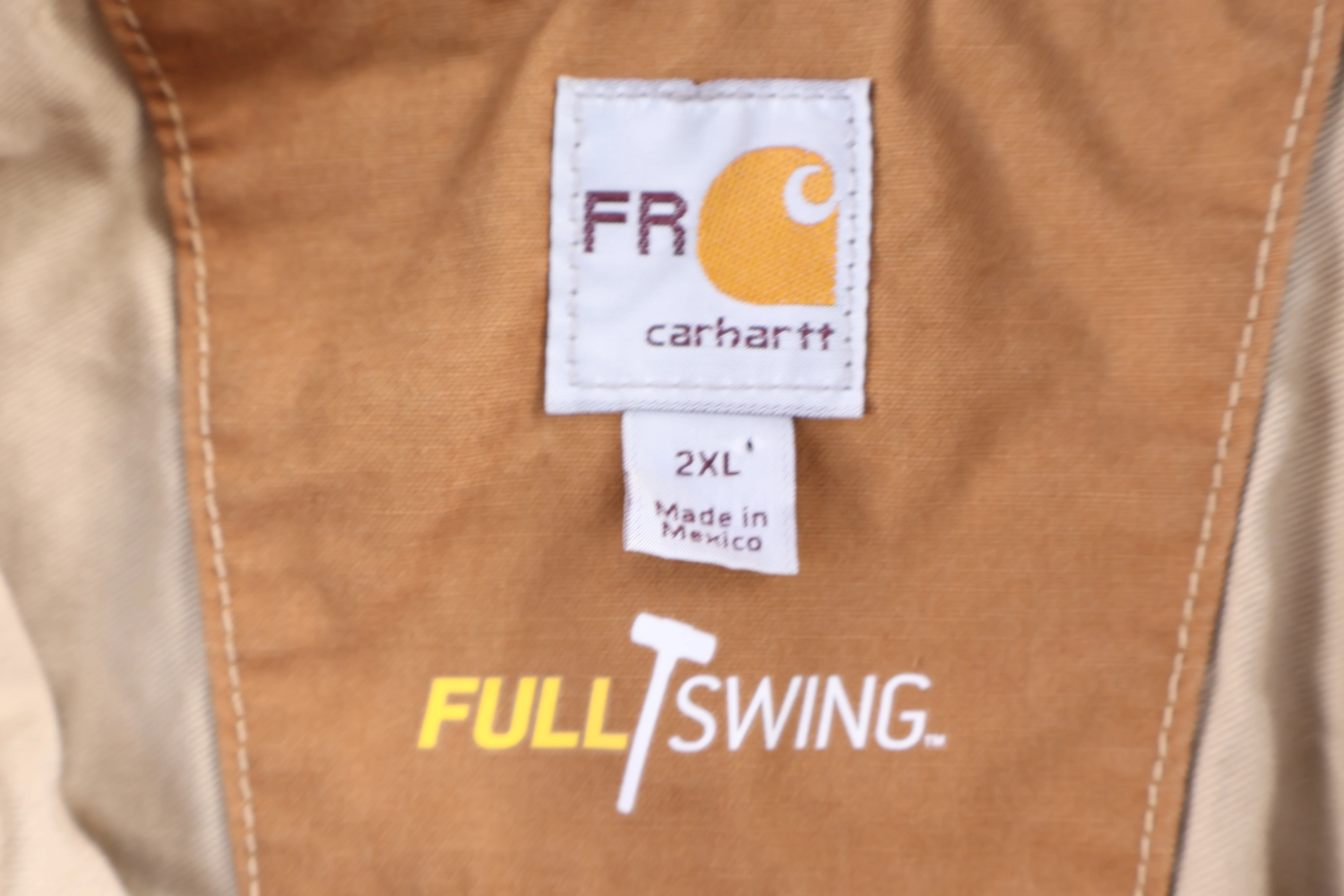 Carhartt Logo Patch Tan Full Zip Jacket - Image 3