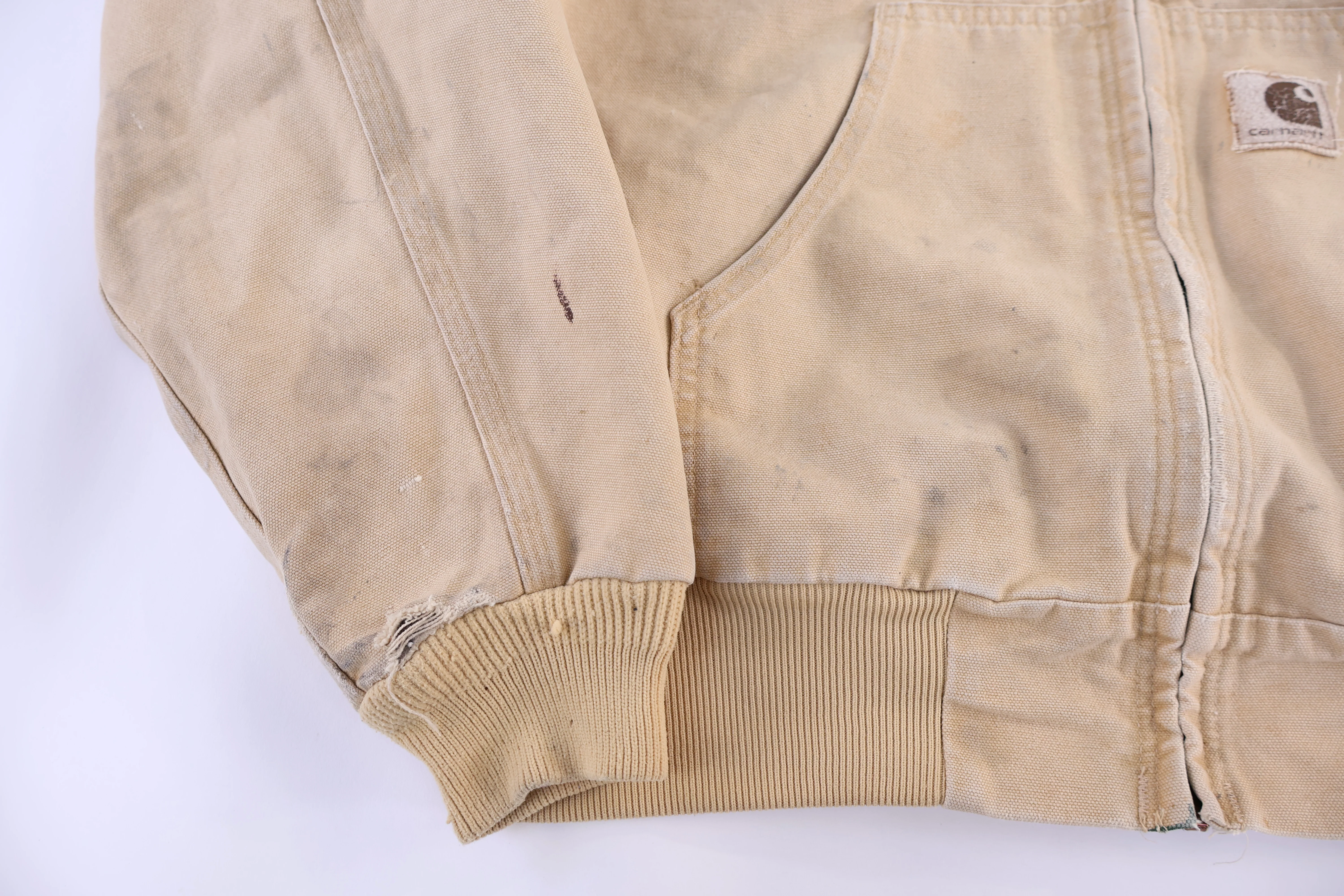 Carhartt Logo Patch Tan Full Zip Jacket - Image 3