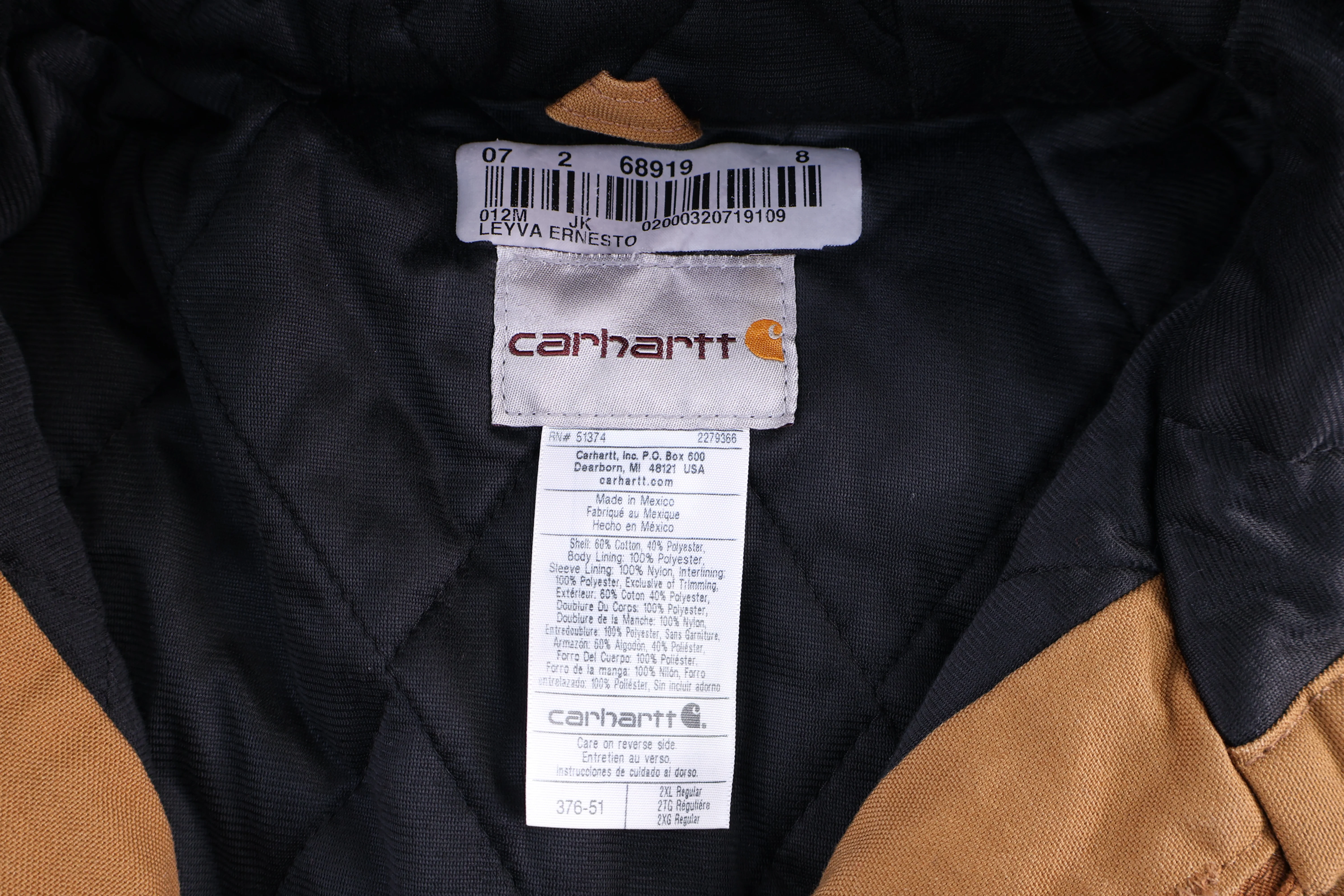 Carhartt Logo Patch Tan Full Zip Jacket - Image 3