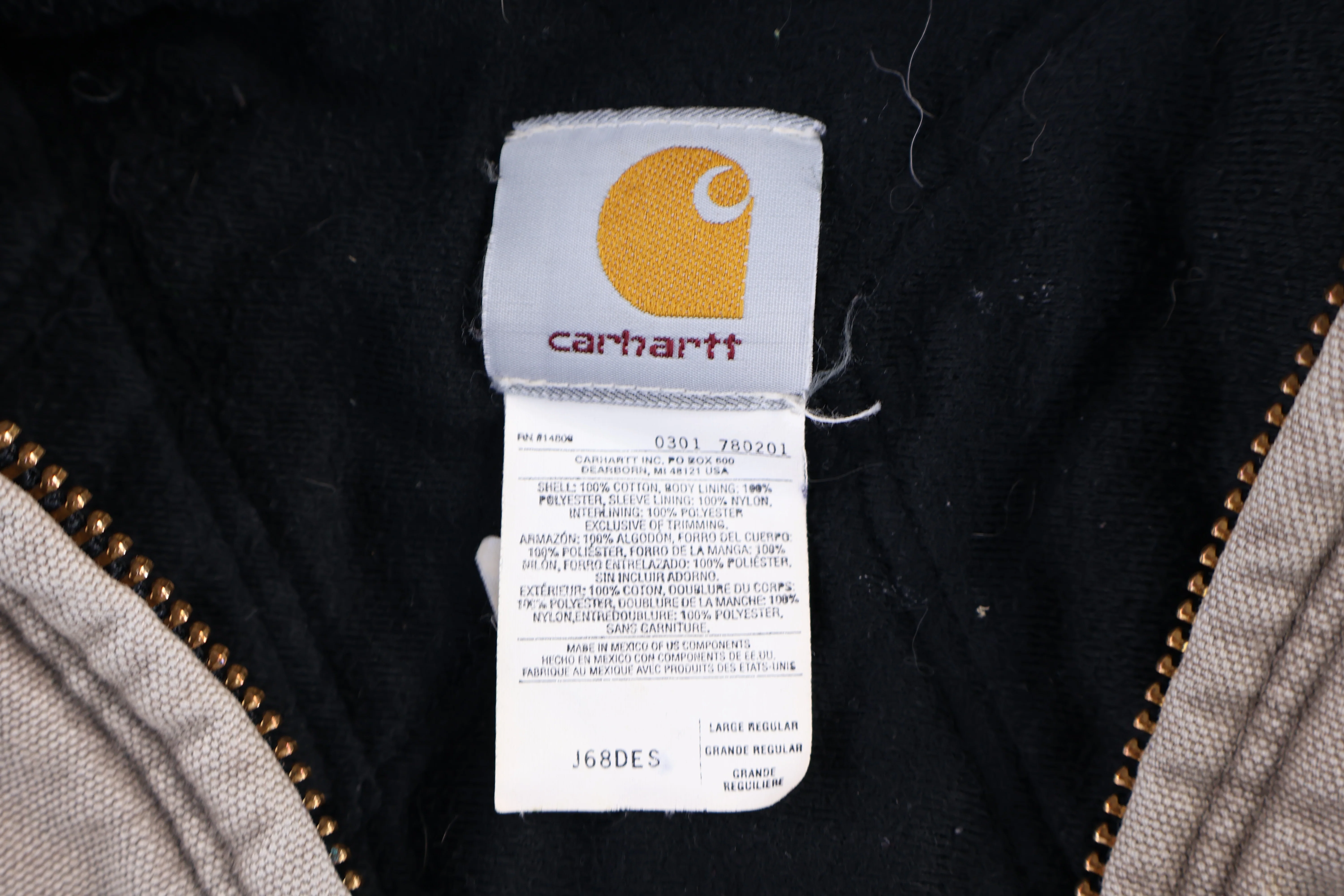 Carhartt Logo Patch Tan Full Zip Jacket - Image 4