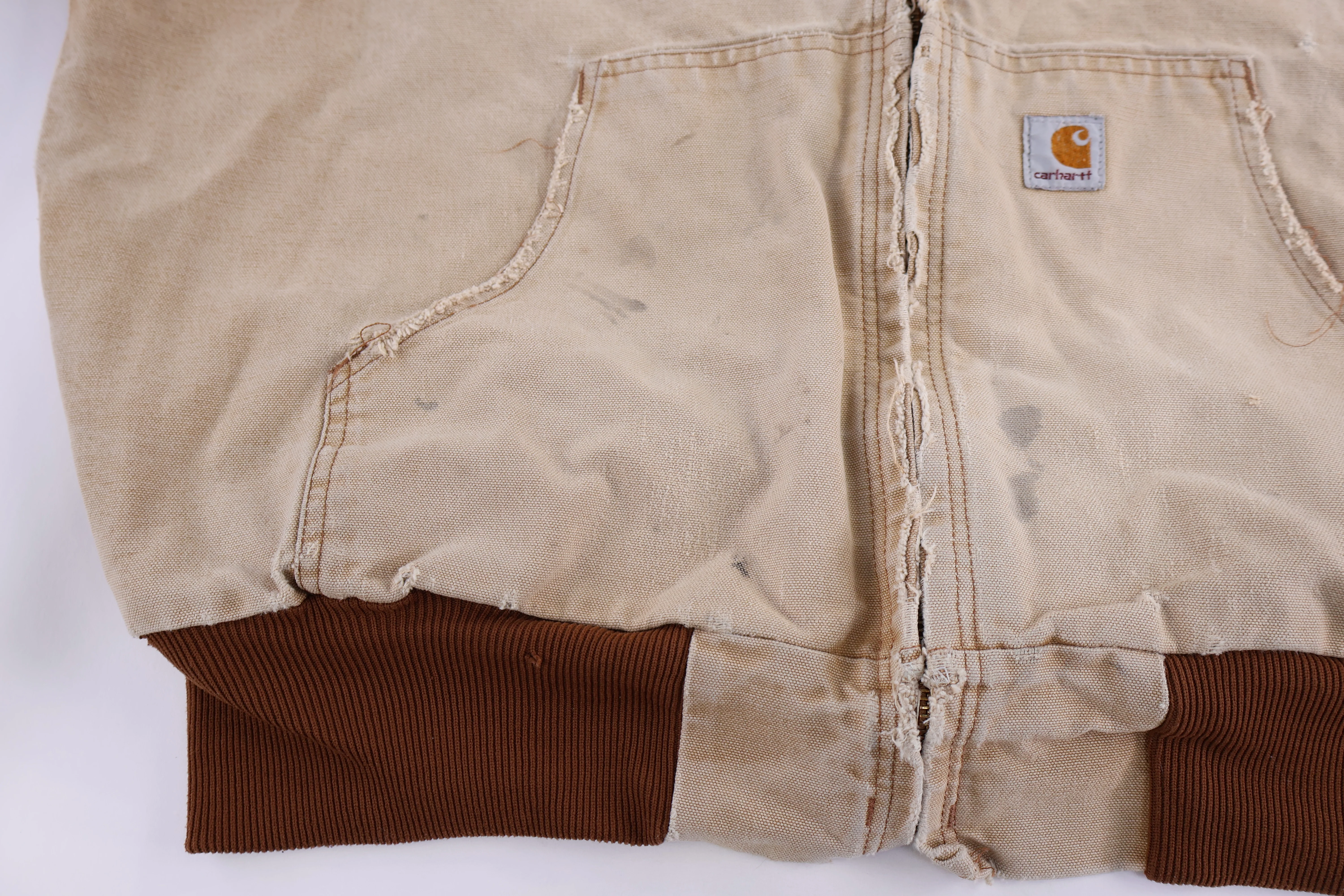 Carhartt Logo Patch Tan Full Zip Jacket - Image 3