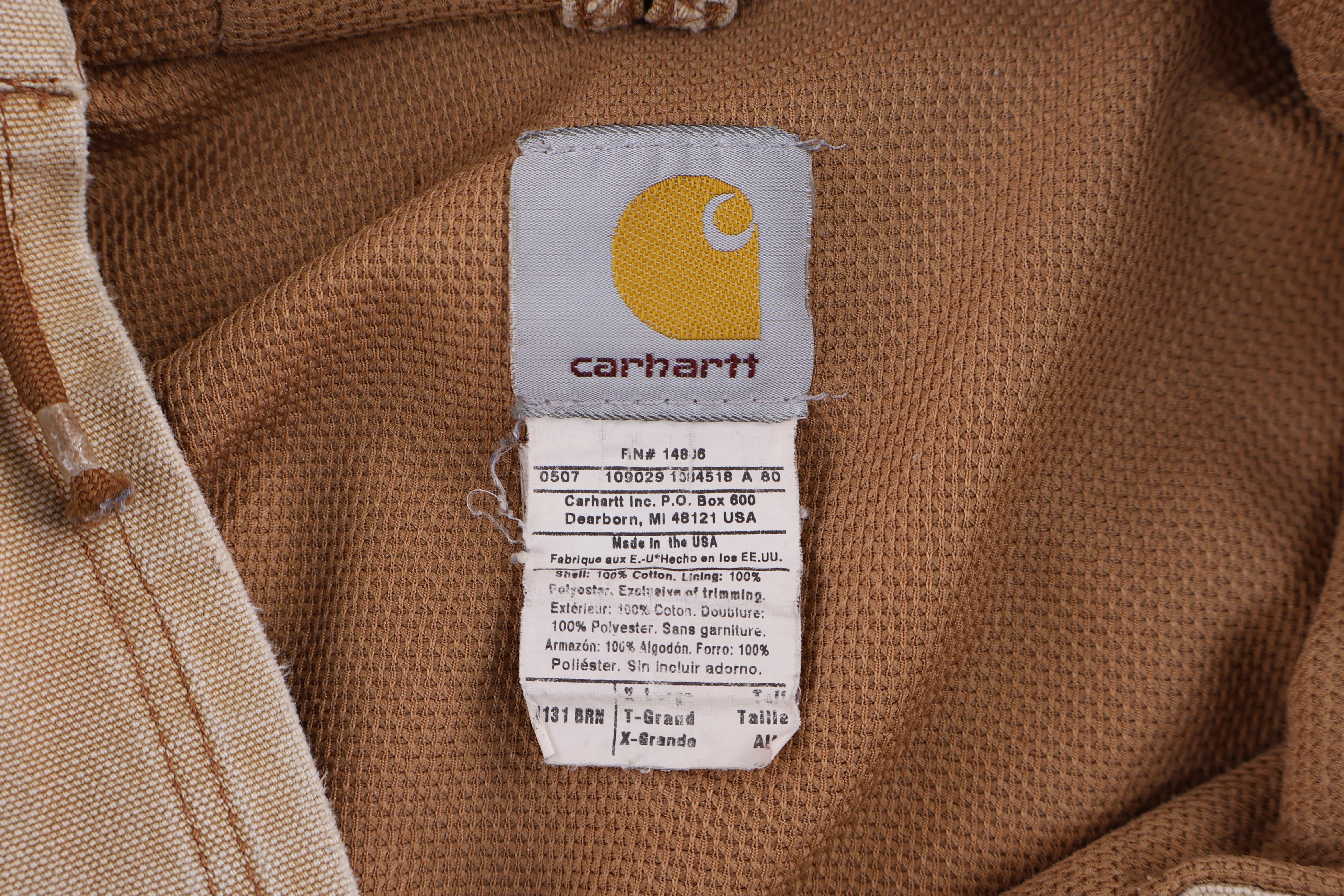 Carhartt Logo Patch Tan Full Zip Jacket - Image 4