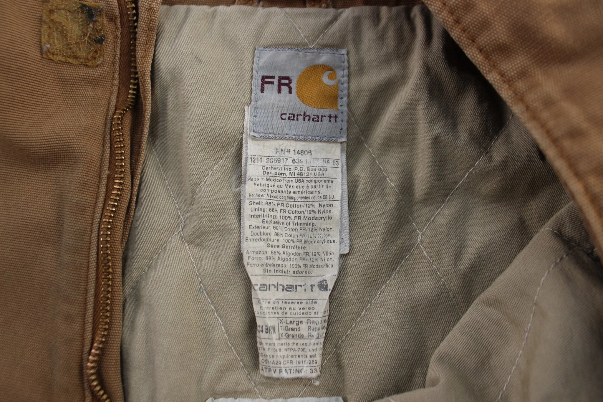 Carhartt Logo Patch Tan Full Zip Jacket - Image 4