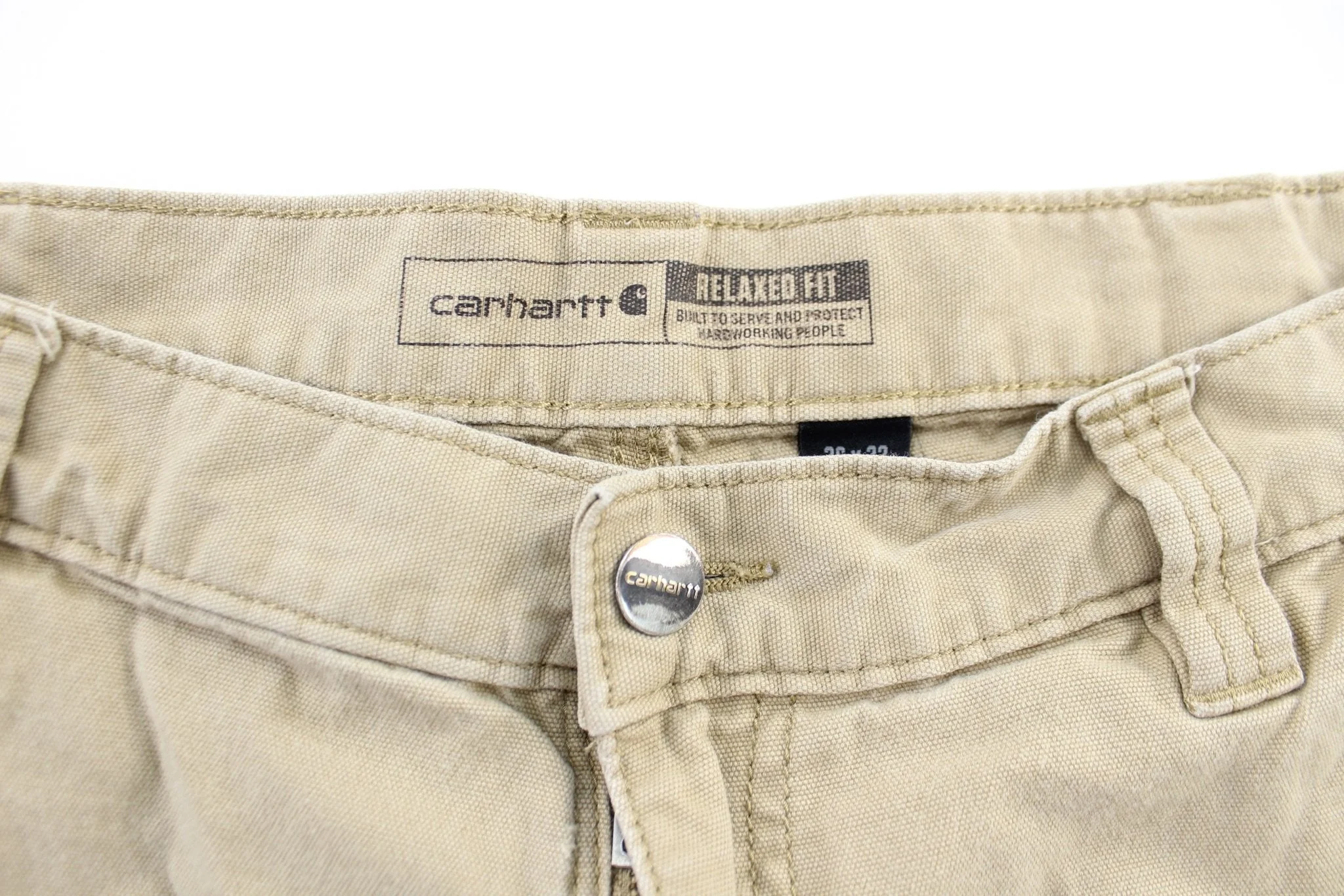 Carhartt Logo Patch Beige Pants - Image 3
