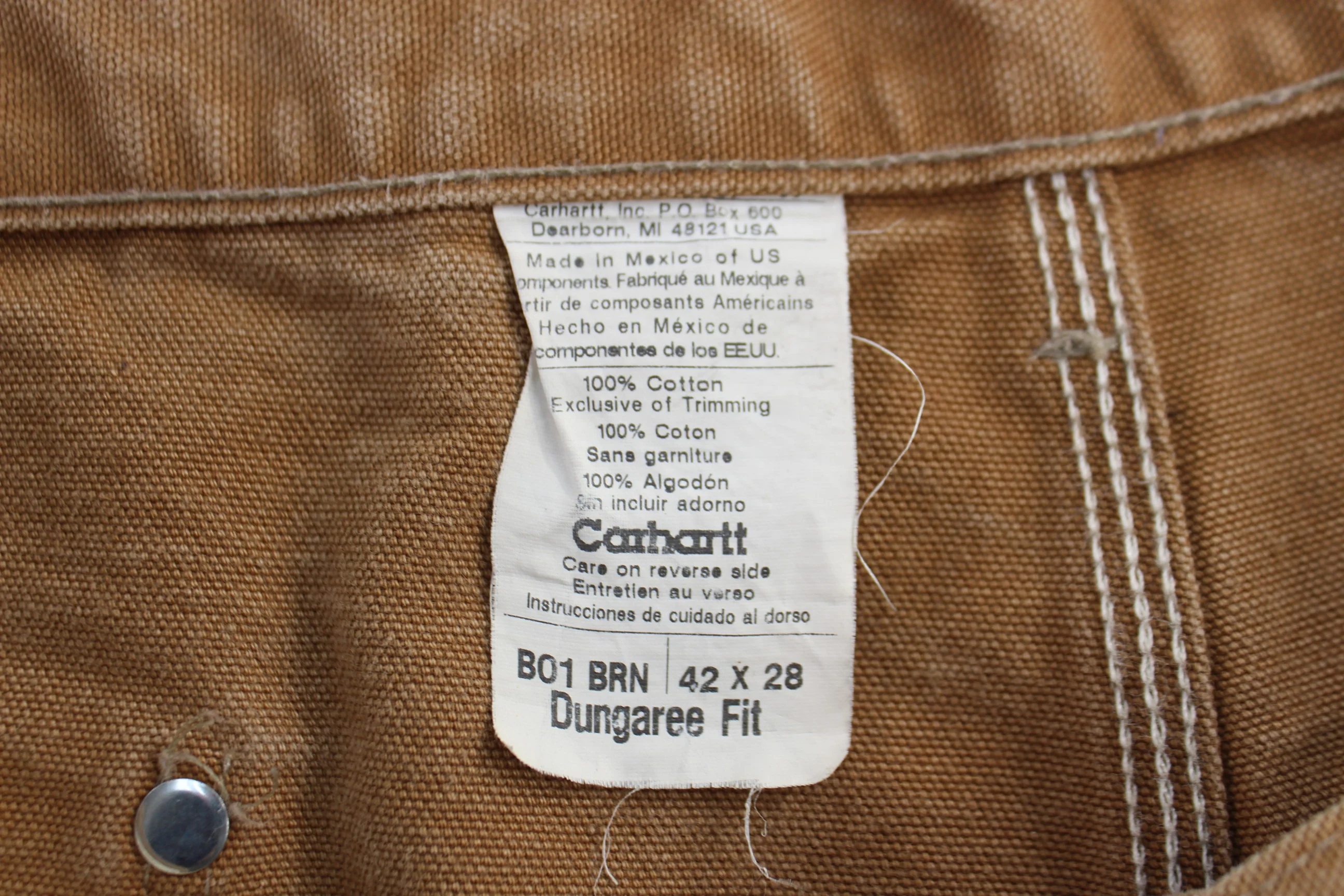 Carhartt Logo Patch Tan Double Knee Pants - Image 4