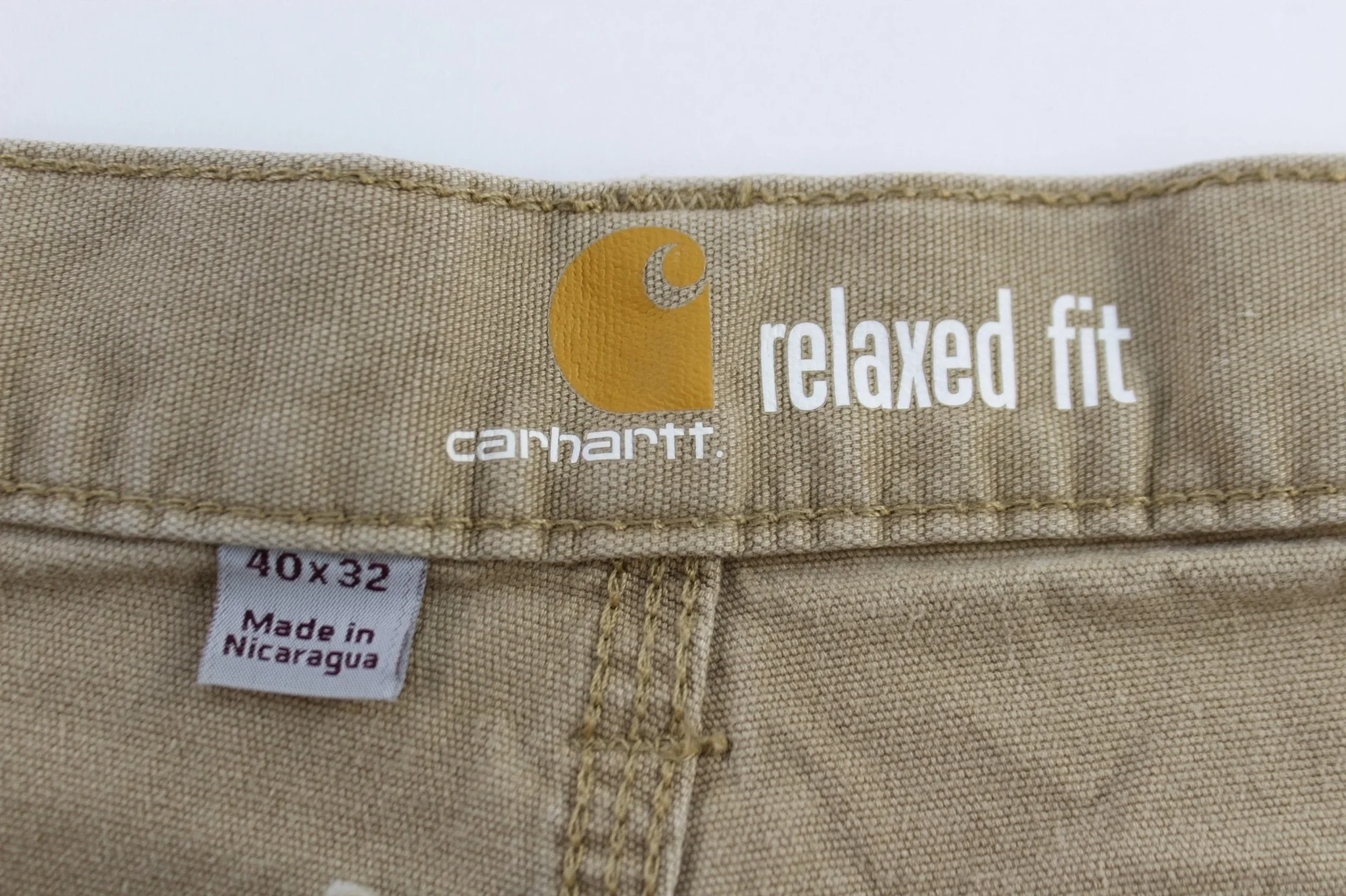Carhartt Logo Patch Tan Relaxed Fit Pants - Image 3