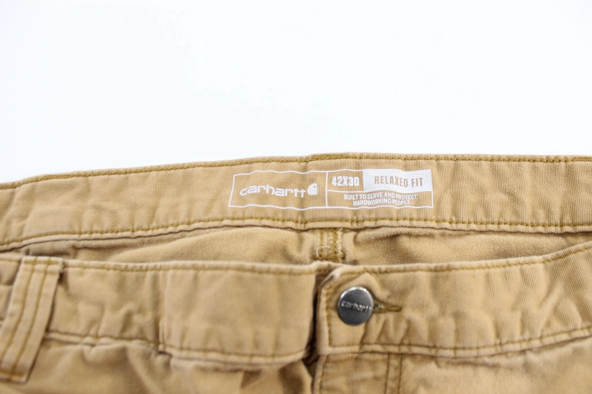 Carhartt Logo Patch Tan Relaxed Fit Pants - Image 4