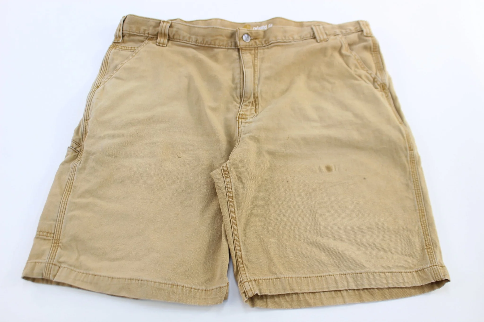 Carhartt Logo Patch Tan Relaxed Fit Shorts