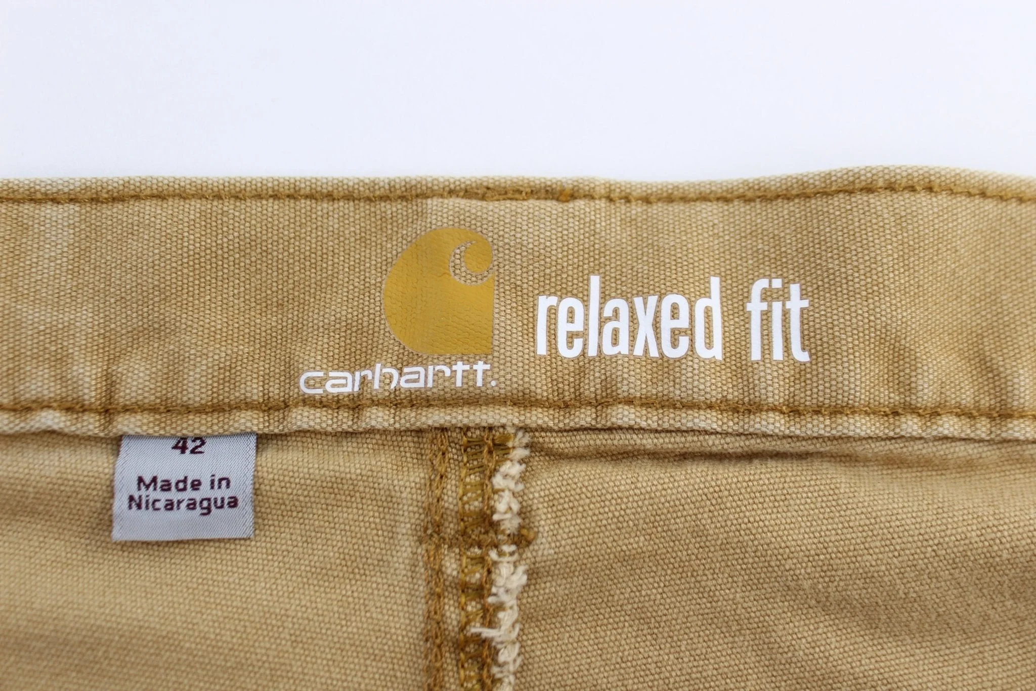Carhartt Logo Patch Tan Relaxed Fit Shorts - Image 3