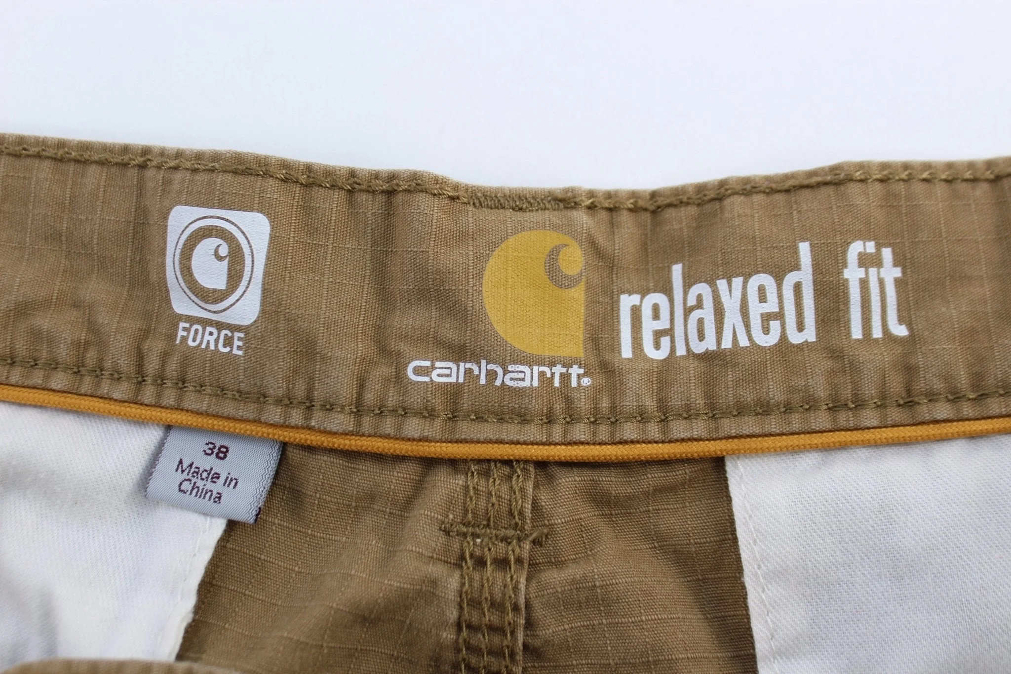 Carhartt Logo Patch Tan Relaxed Fit Shorts - Image 3
