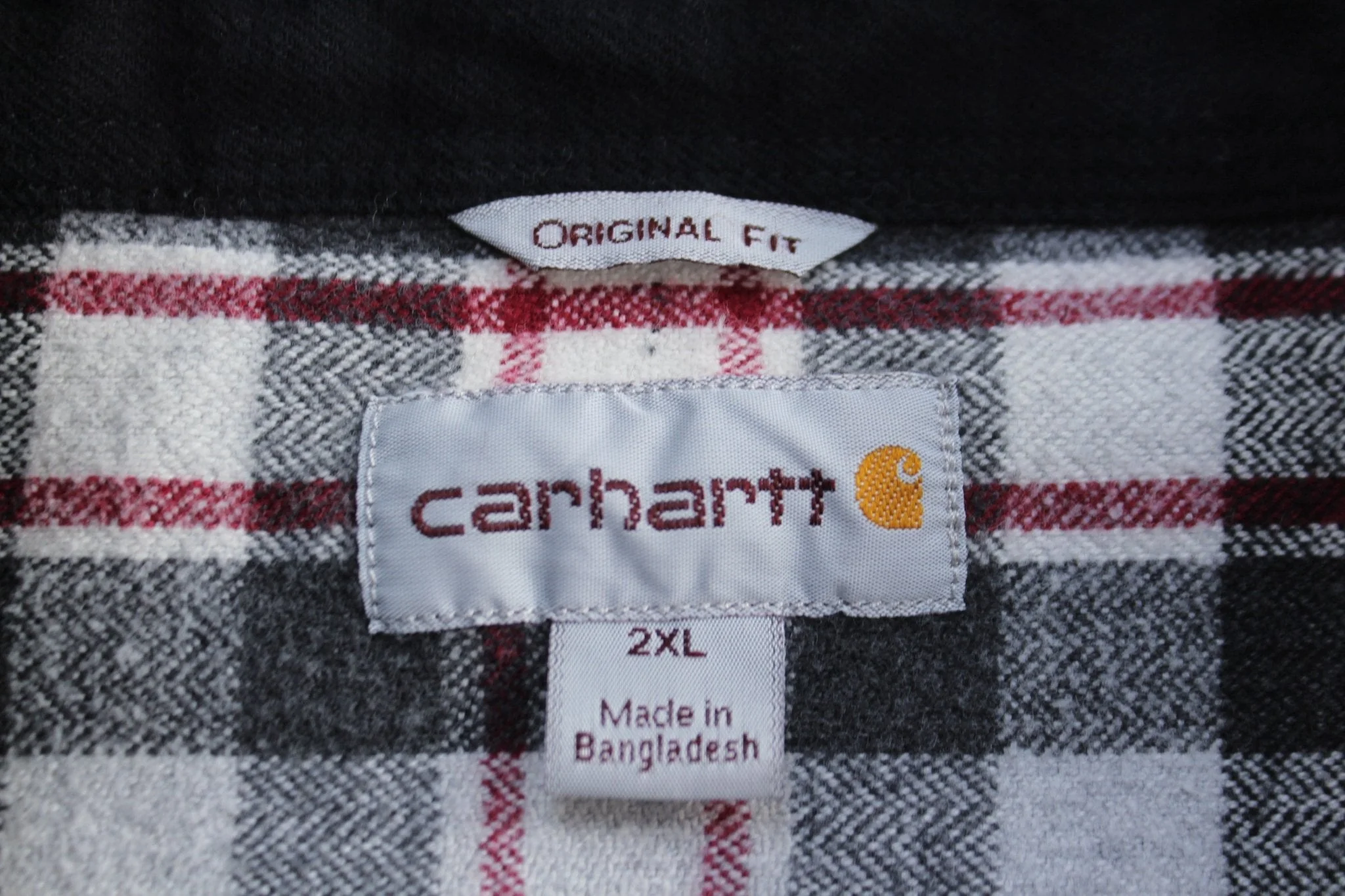 Carhartt Red, Black, & White Plaid LS Button Up - Image 3