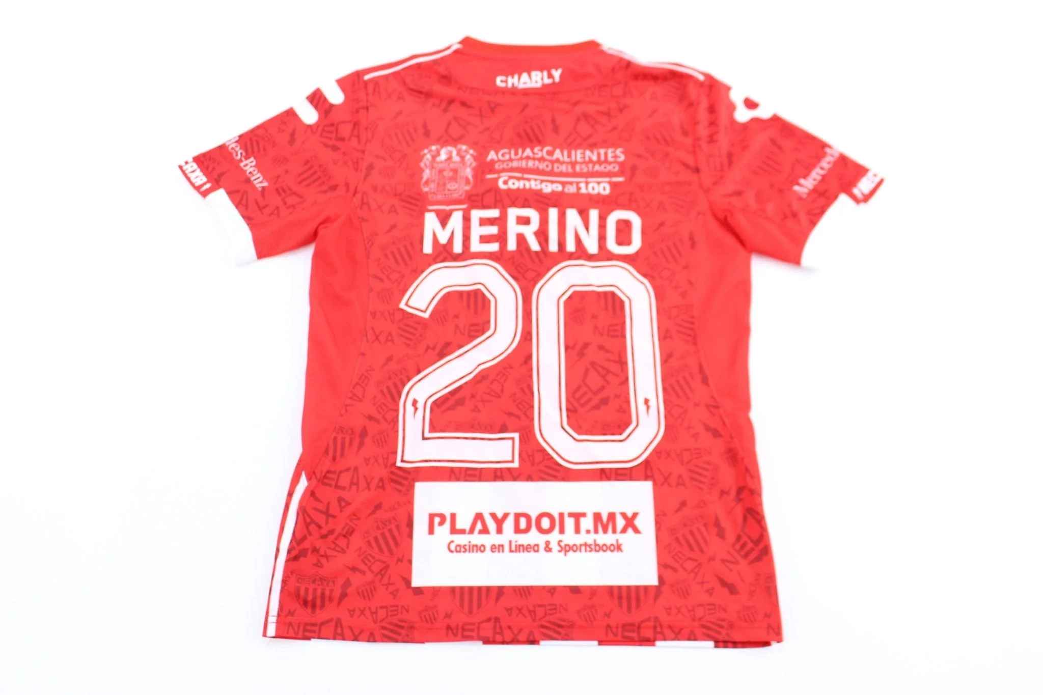 Club Necaxa #20 Merino Red & White Striped Soccer Jersey - Image 2