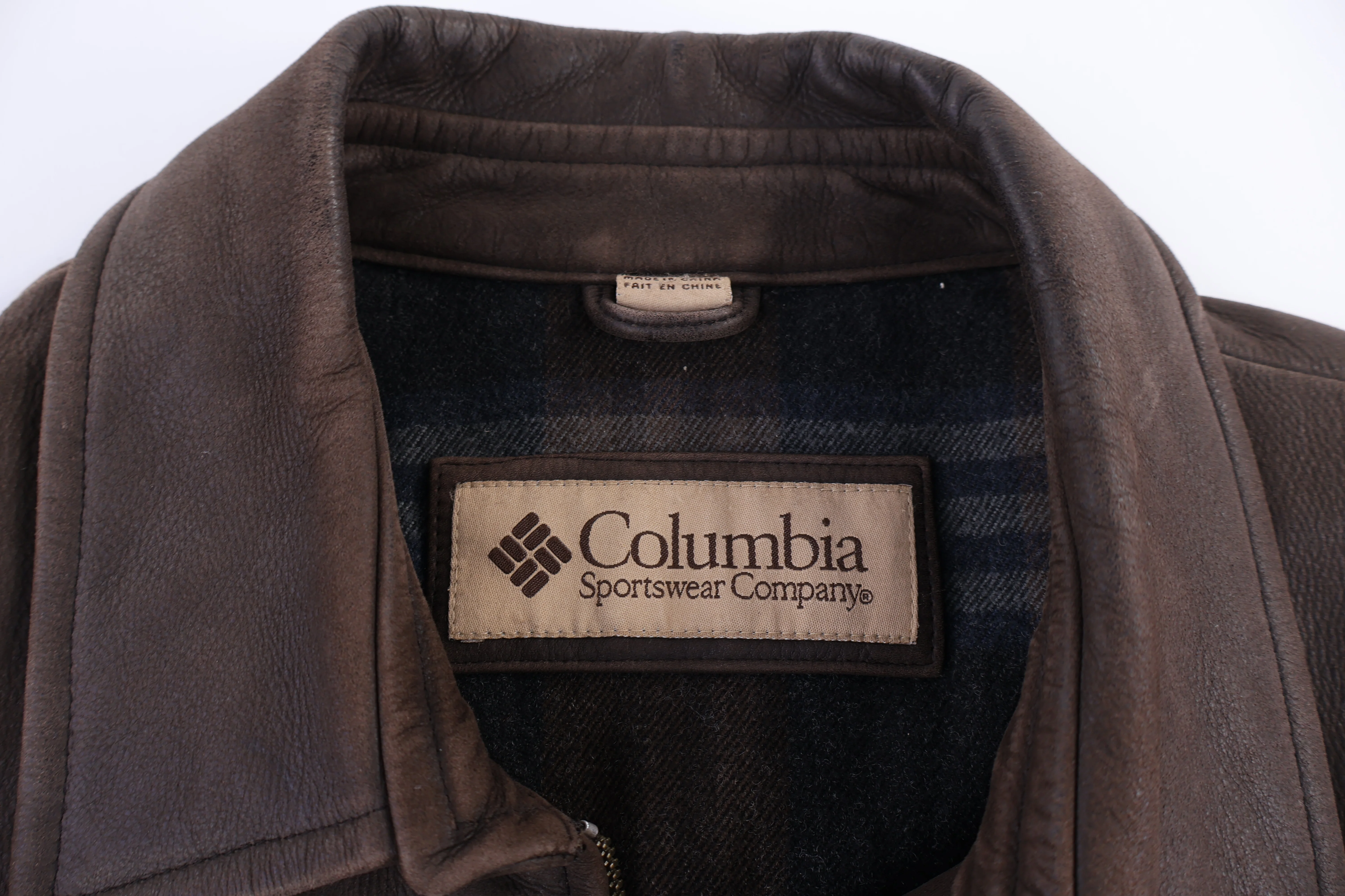Columbia Full Zip Brown Leather  Jacket - Image 3