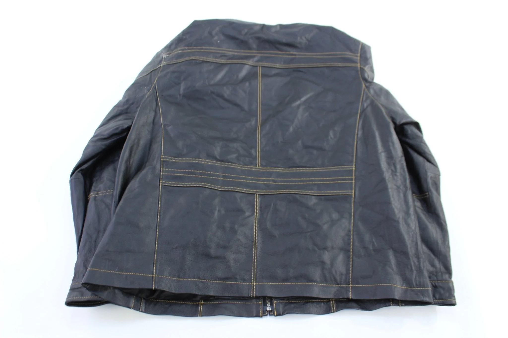Cruzer Black & Yellow Full Zip Leather Jacket - Image 2
