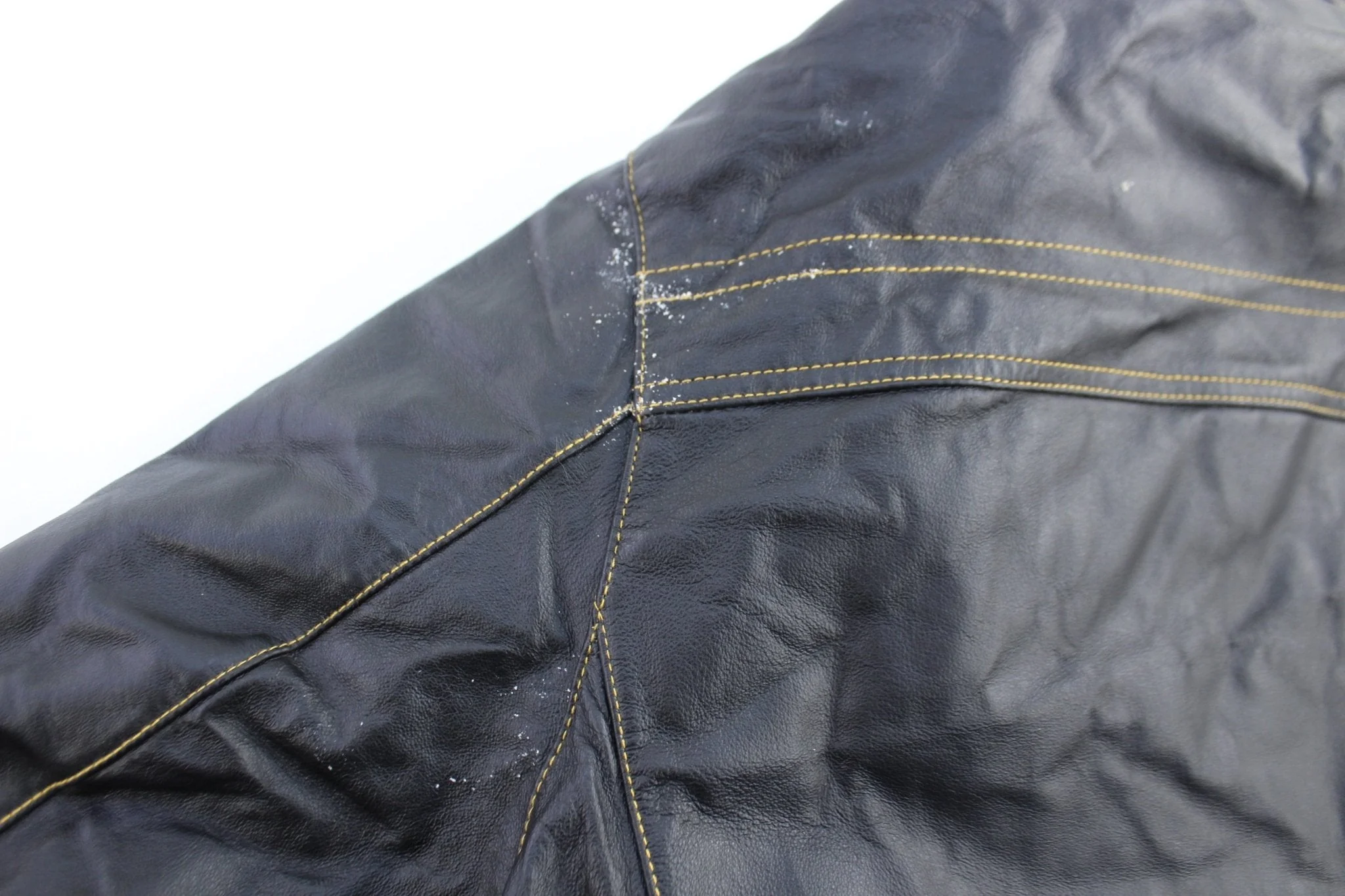 Cruzer Black & Yellow Full Zip Leather Jacket - Image 3