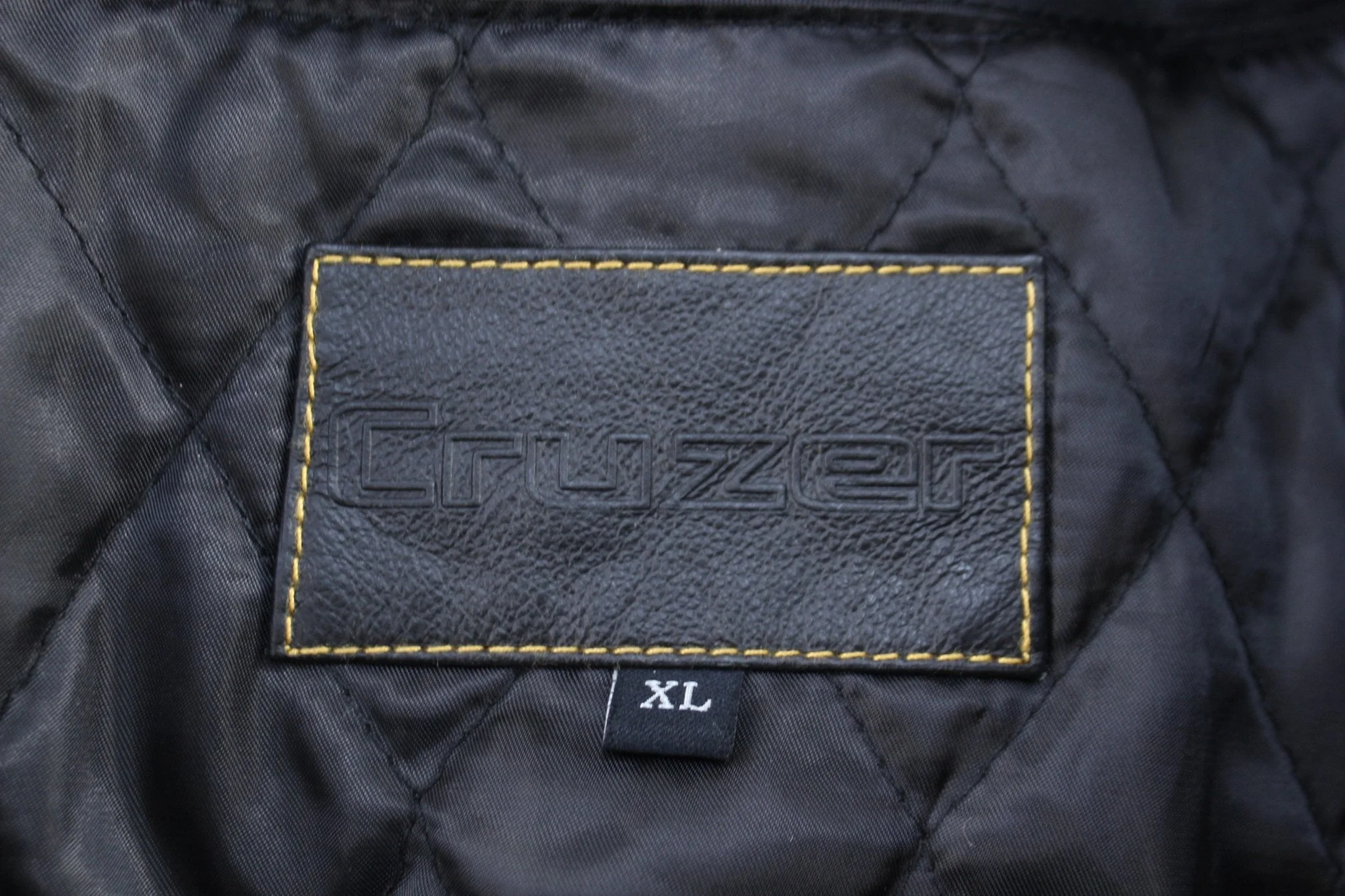 Cruzer Black & Yellow Full Zip Leather Jacket - Image 4
